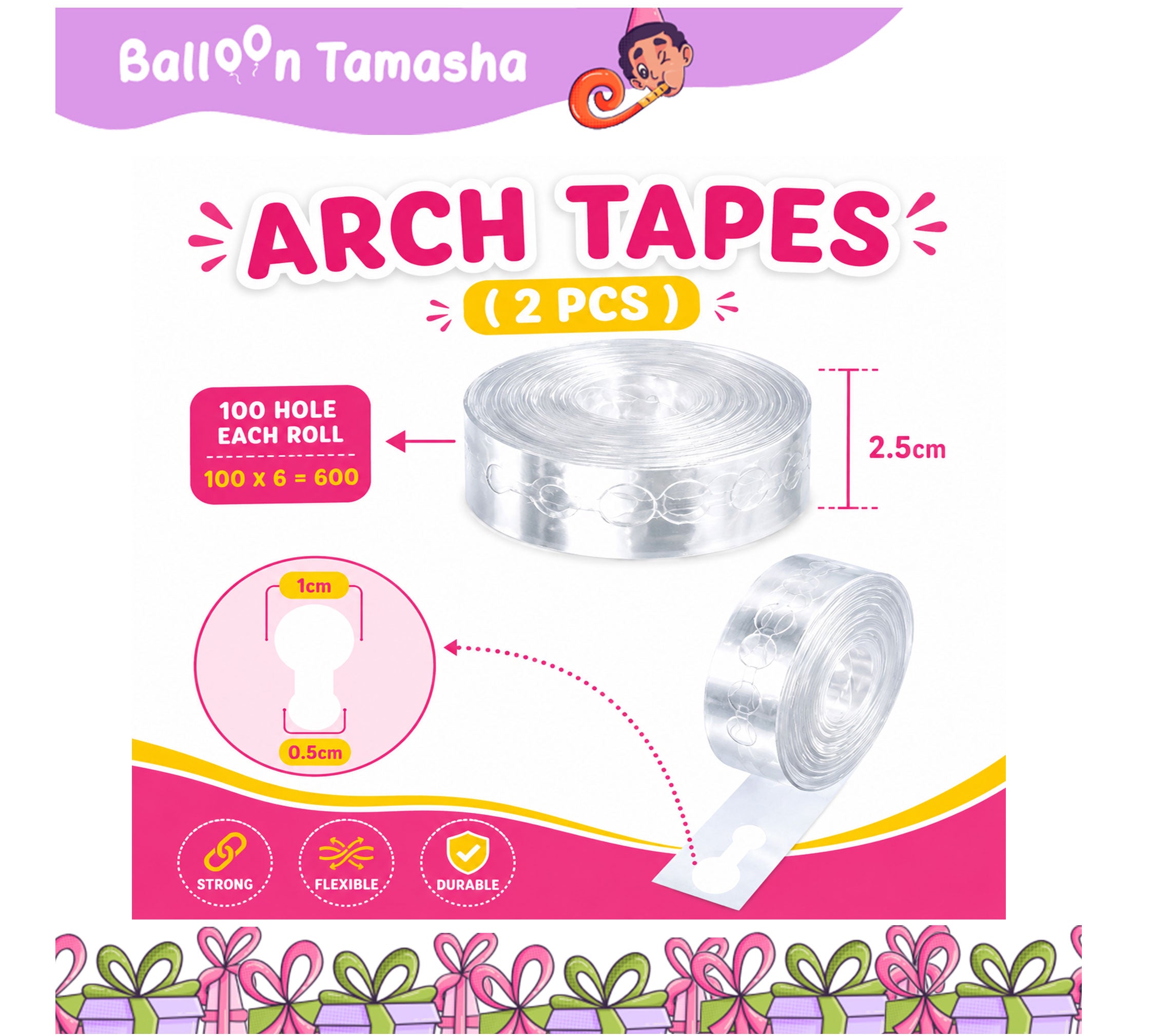Balloon Glue Dot Roll | Transparent Double-Sided Adhesive Tape for Balloon Decorations & Crafts