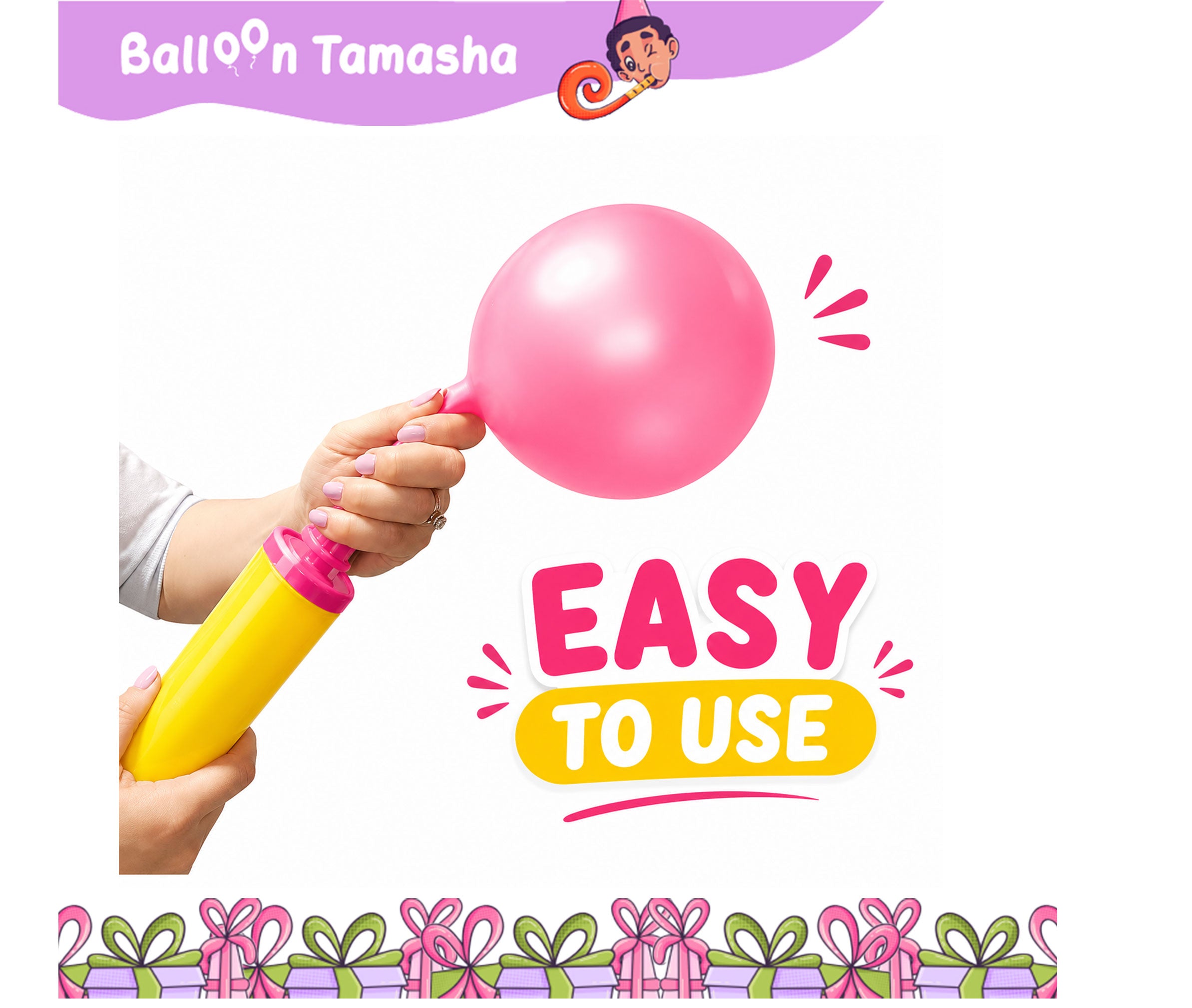 Balloon Hand Pump Set of 2 | Manual Air Pump for Latex & Foil Balloons | Random Colors