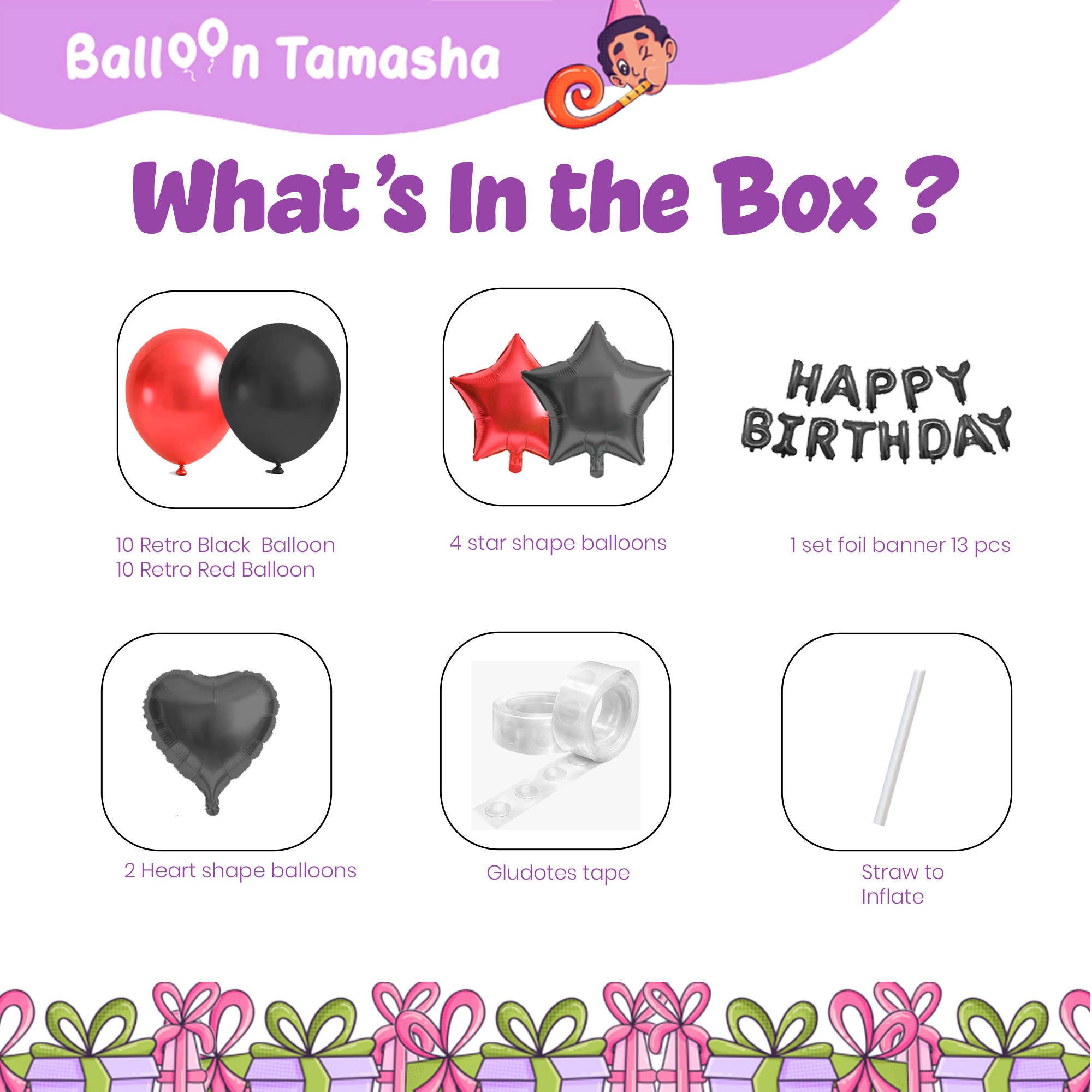 #color_Black HBD Black Red Balloons