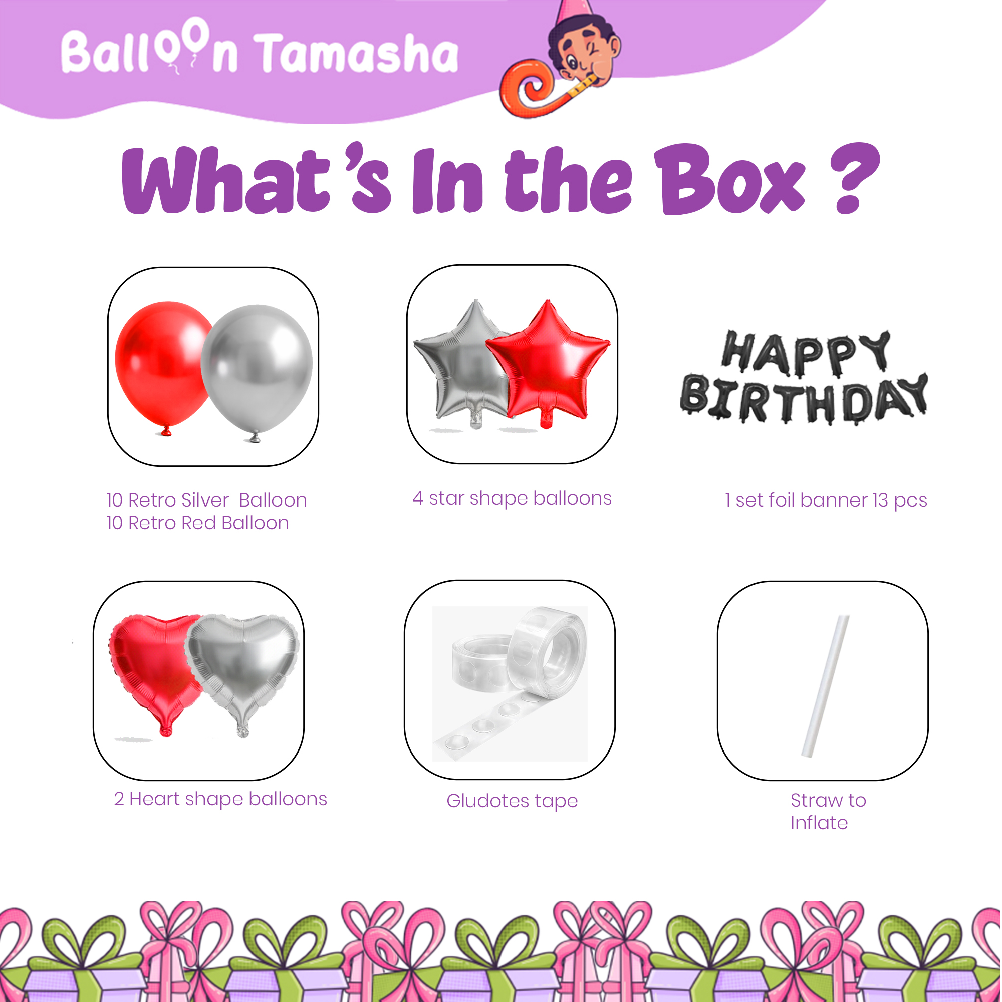 #color_Black HBD Red Silver Balloons