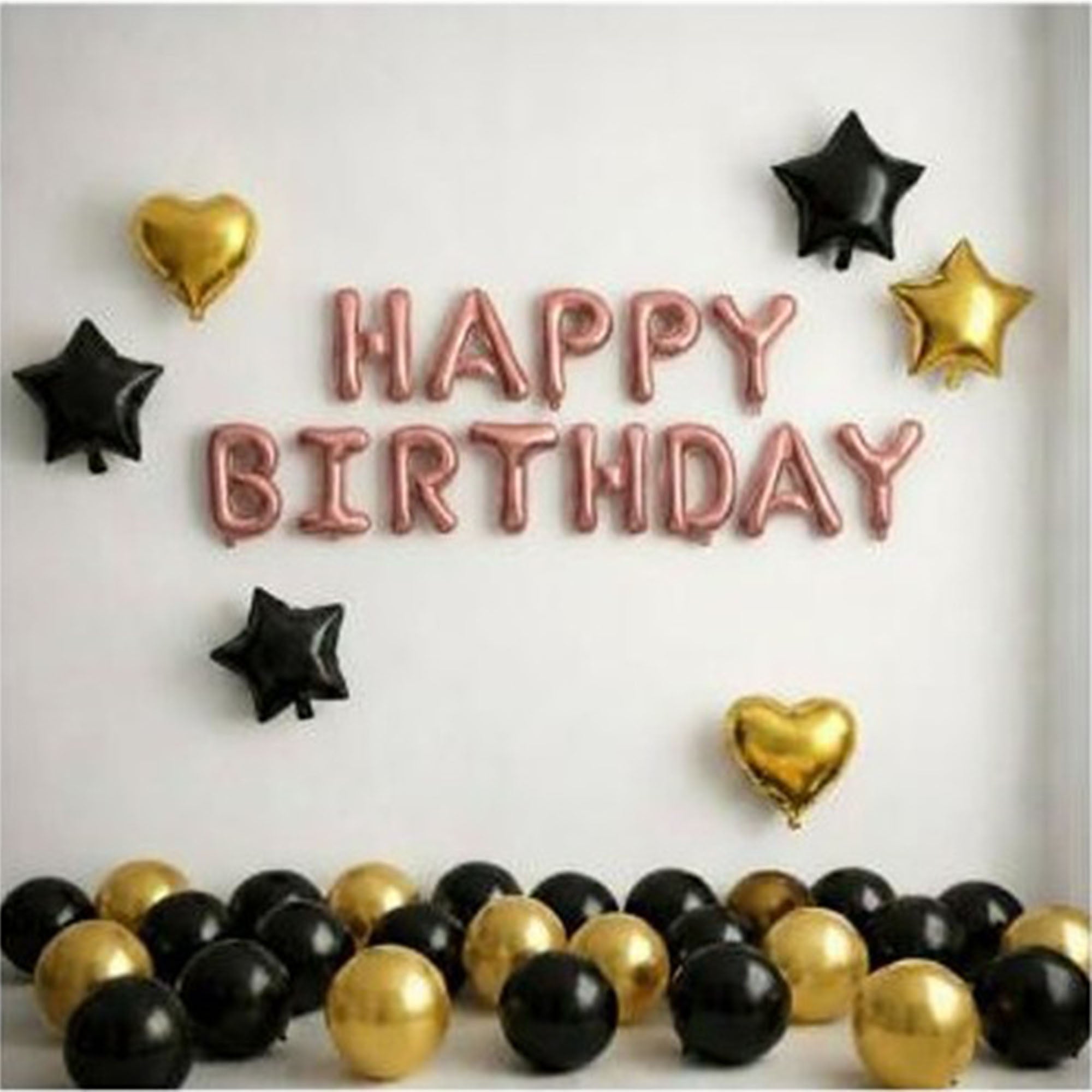 #color_RoseGold HBD Black Gold Balloons