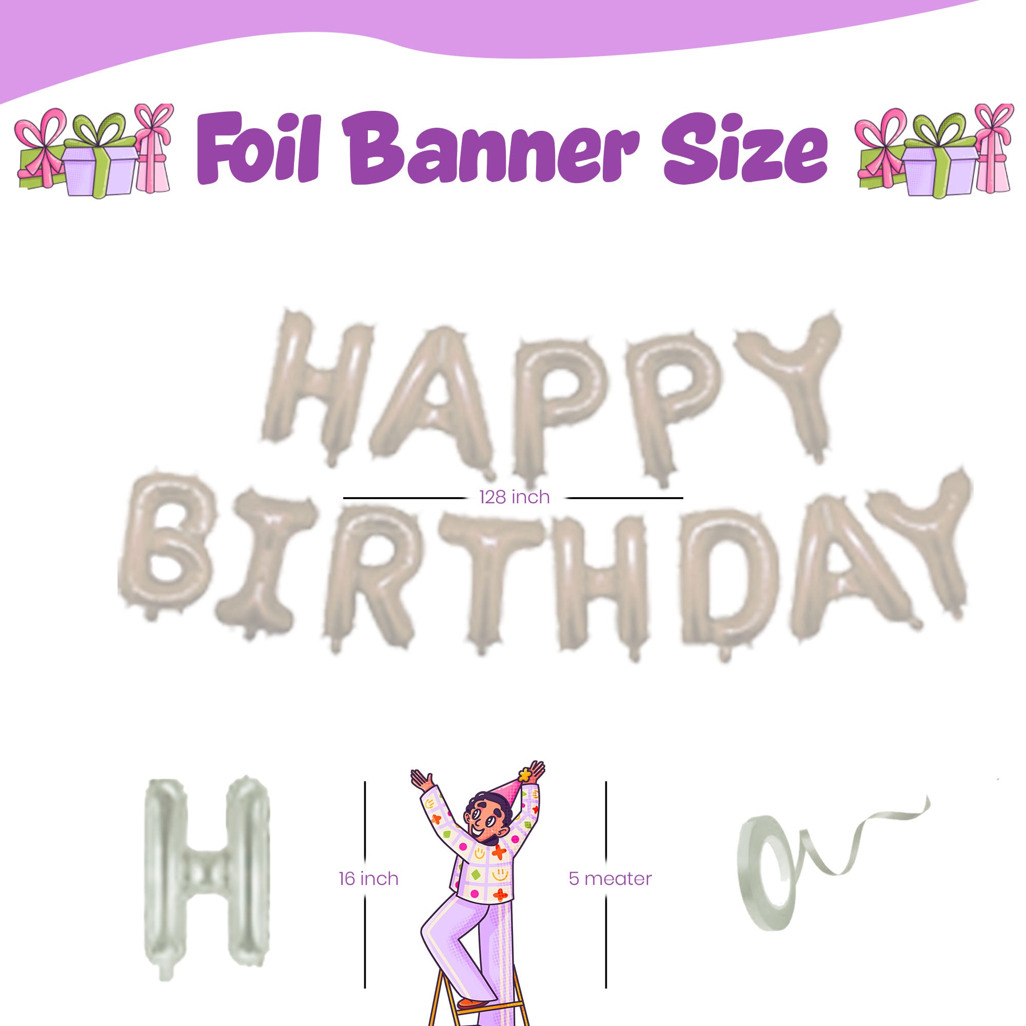 #Color_Black Curtain with Silver & Purple Balloons | Silver HBD