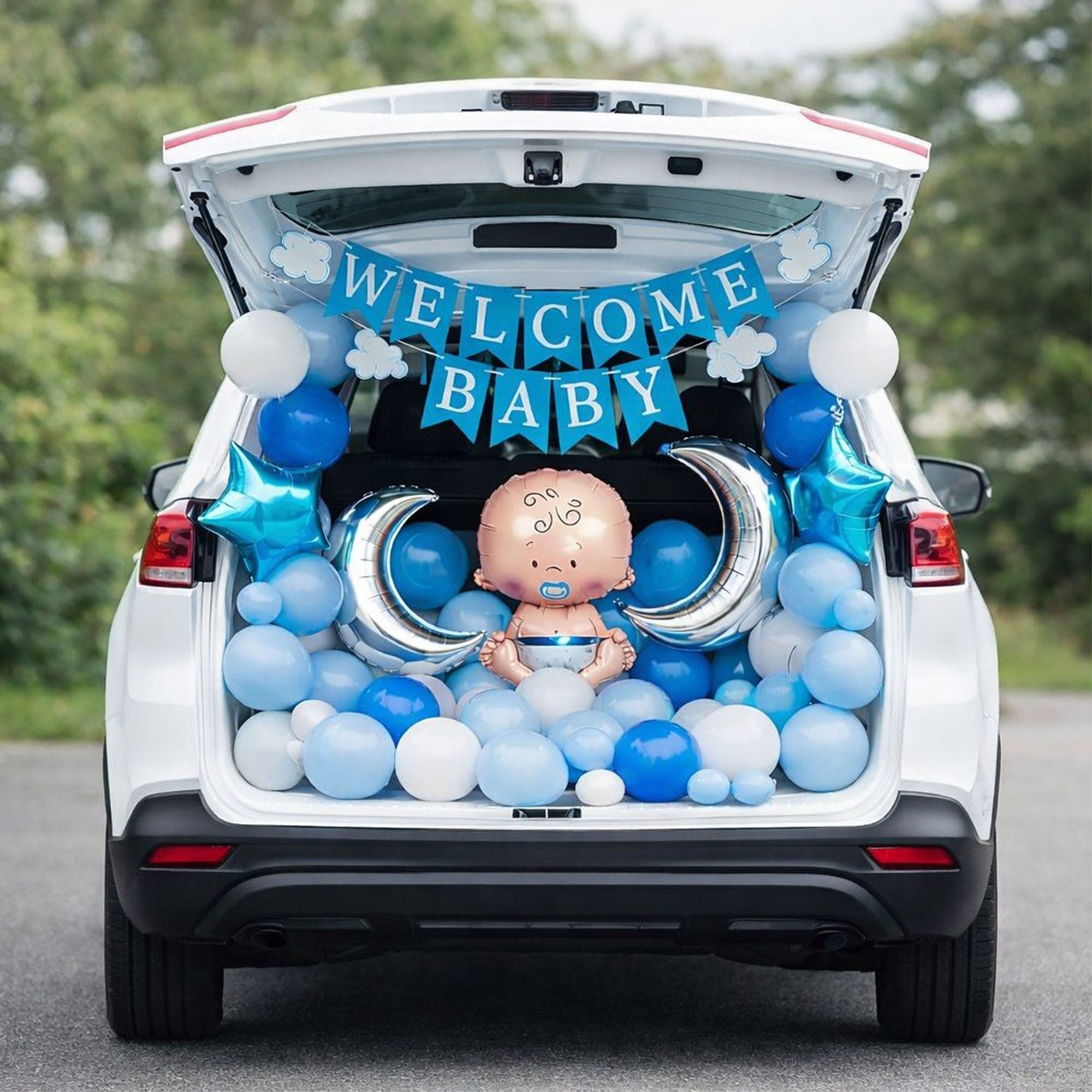 Welcome Baby Car Trunk Decoration Kit | DIY Newborn Surprise Decor Set