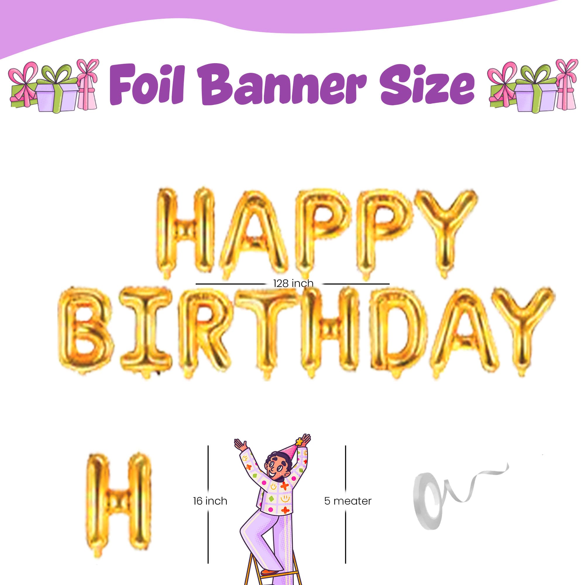 Gold & White Ceiling Balloon Birthday Decoration Kit | DIY Room Decoration Set