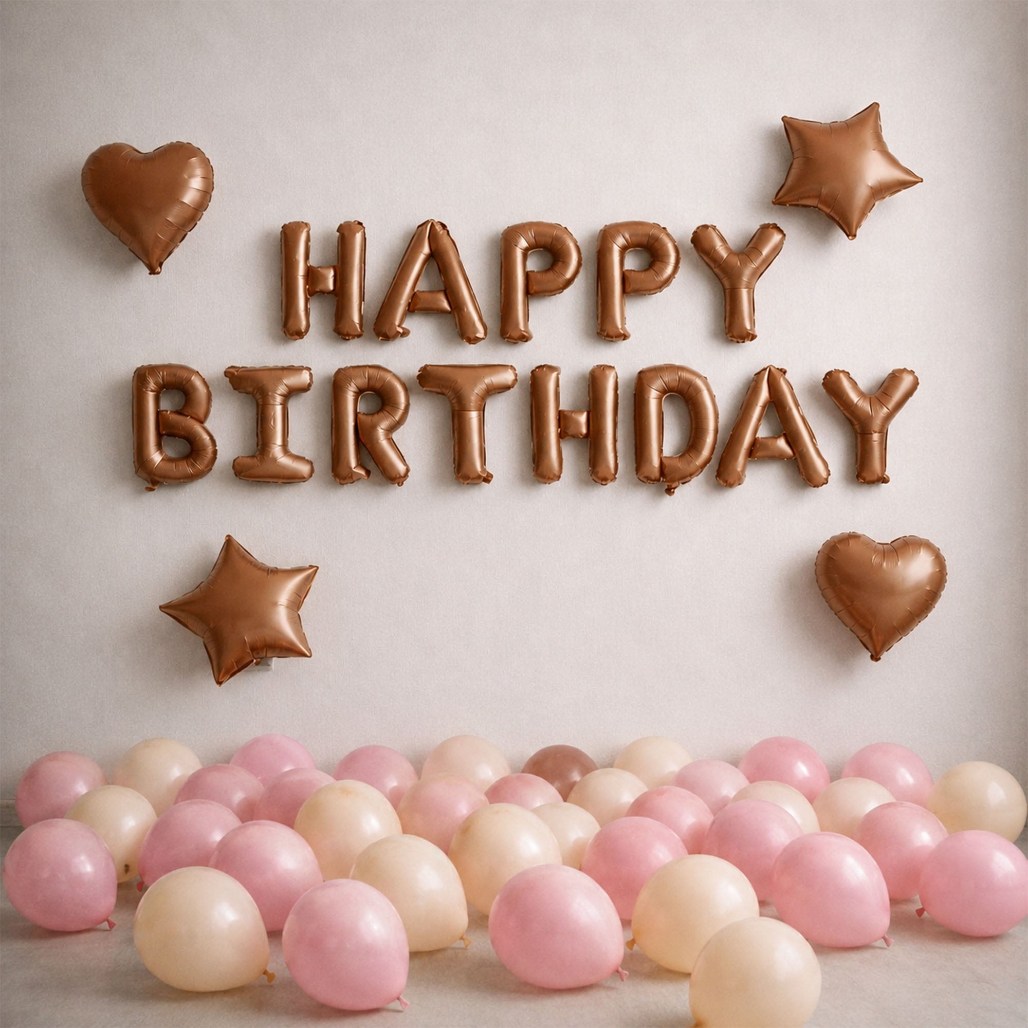 #color_Rosegold HBD Pink White Balloons