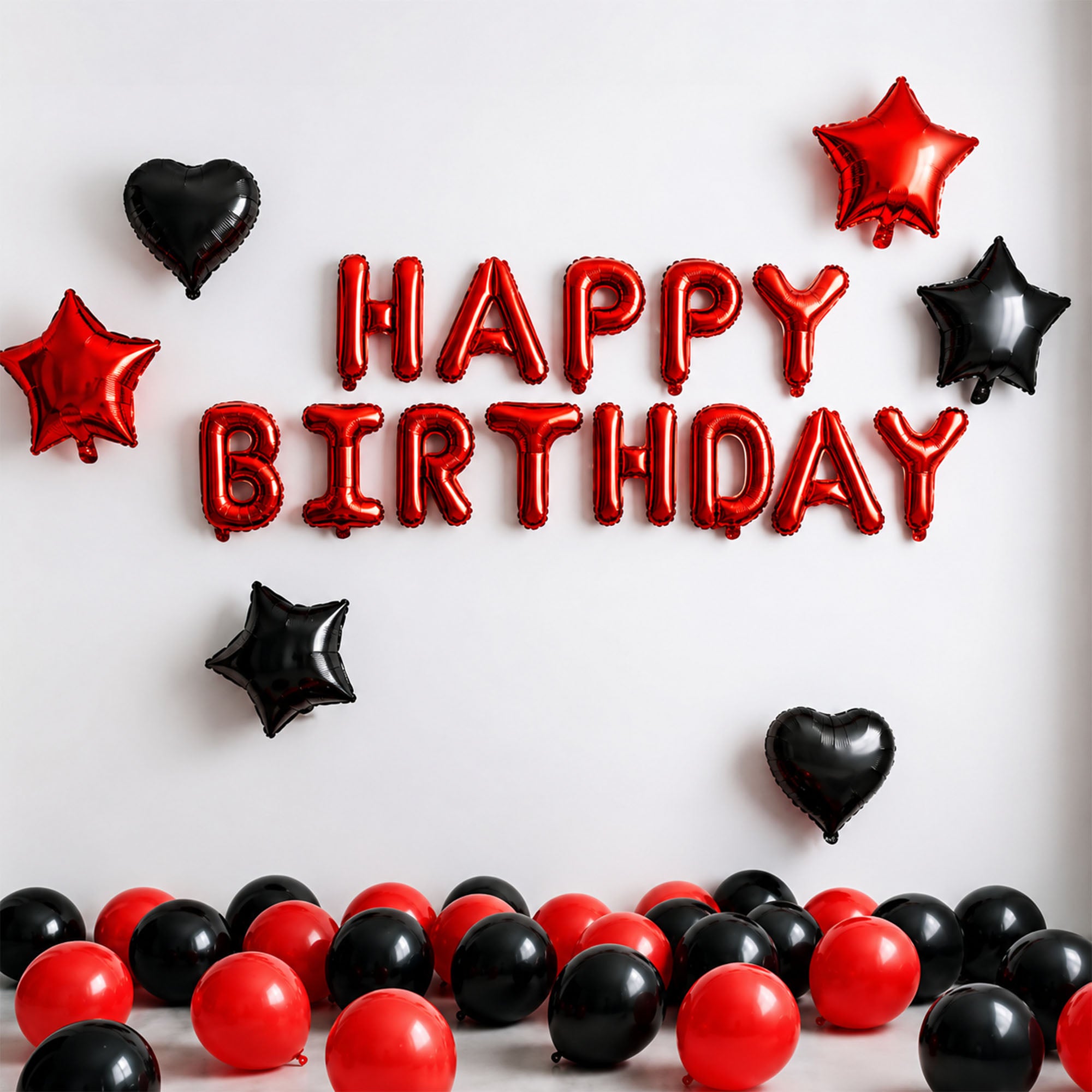 #color_Red HBD Red Black Balloons