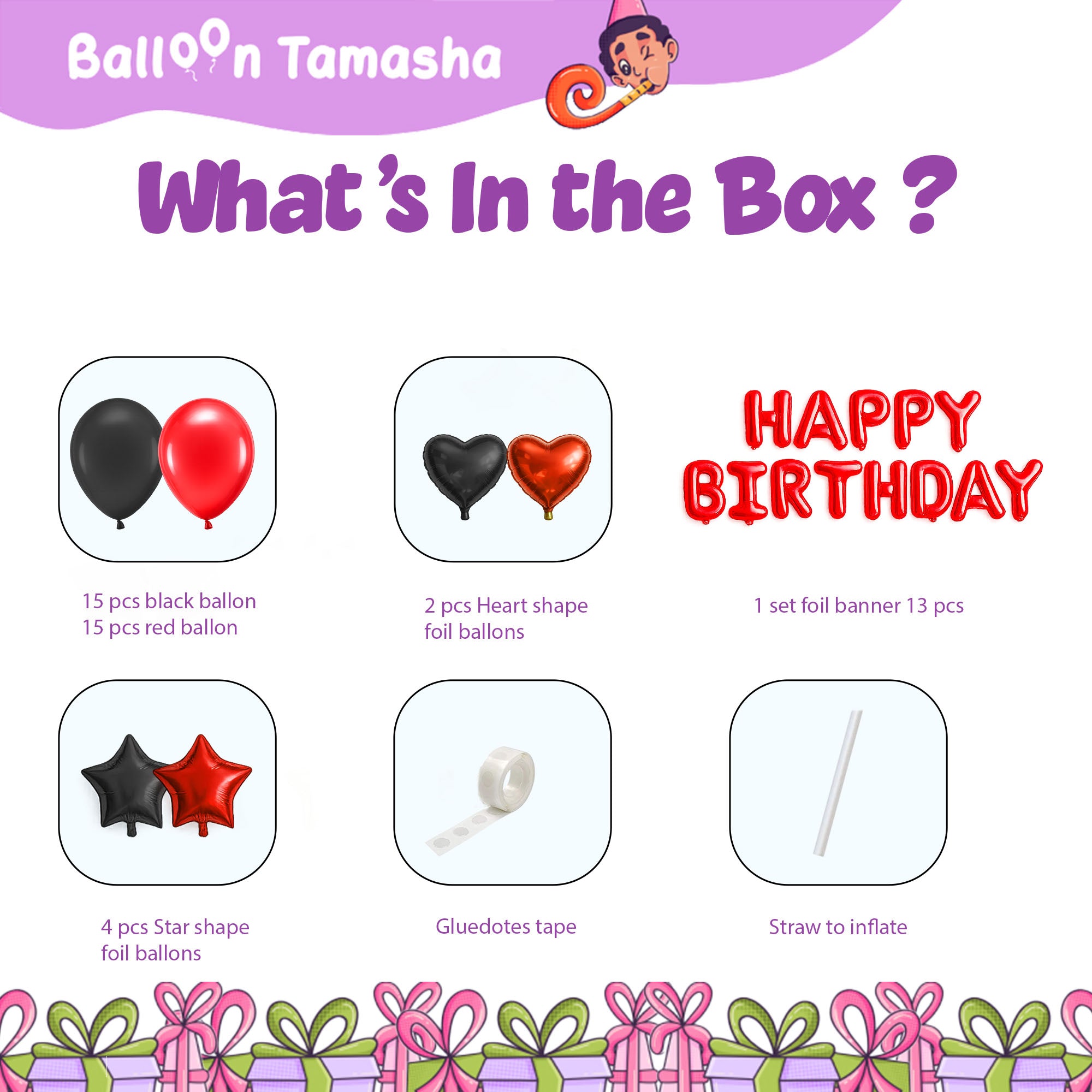 #color_Red HBD Red Black Balloons