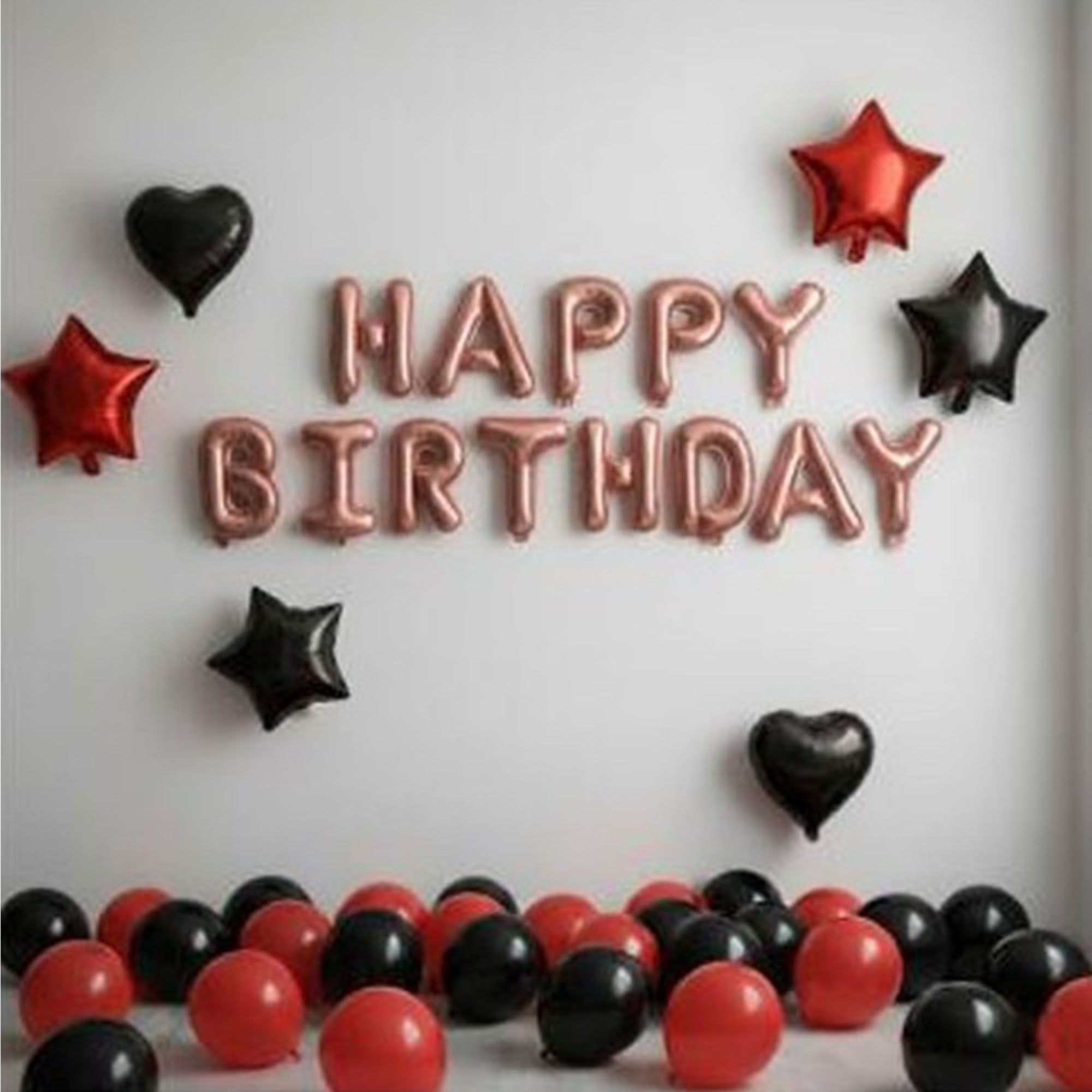 #color_Rosegold HBD Red Black Balloons