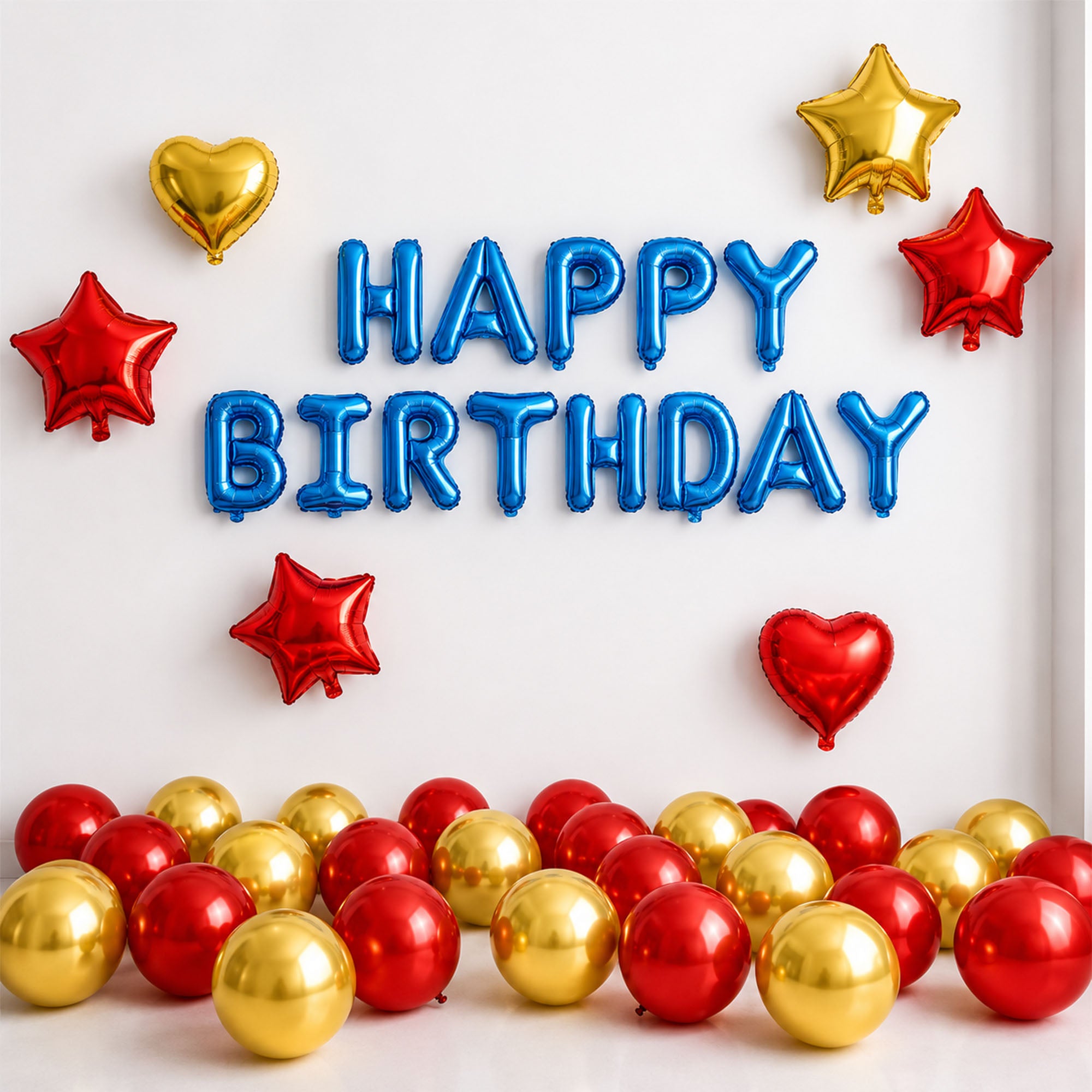 #color_Blue HBD Red Gold Balloons