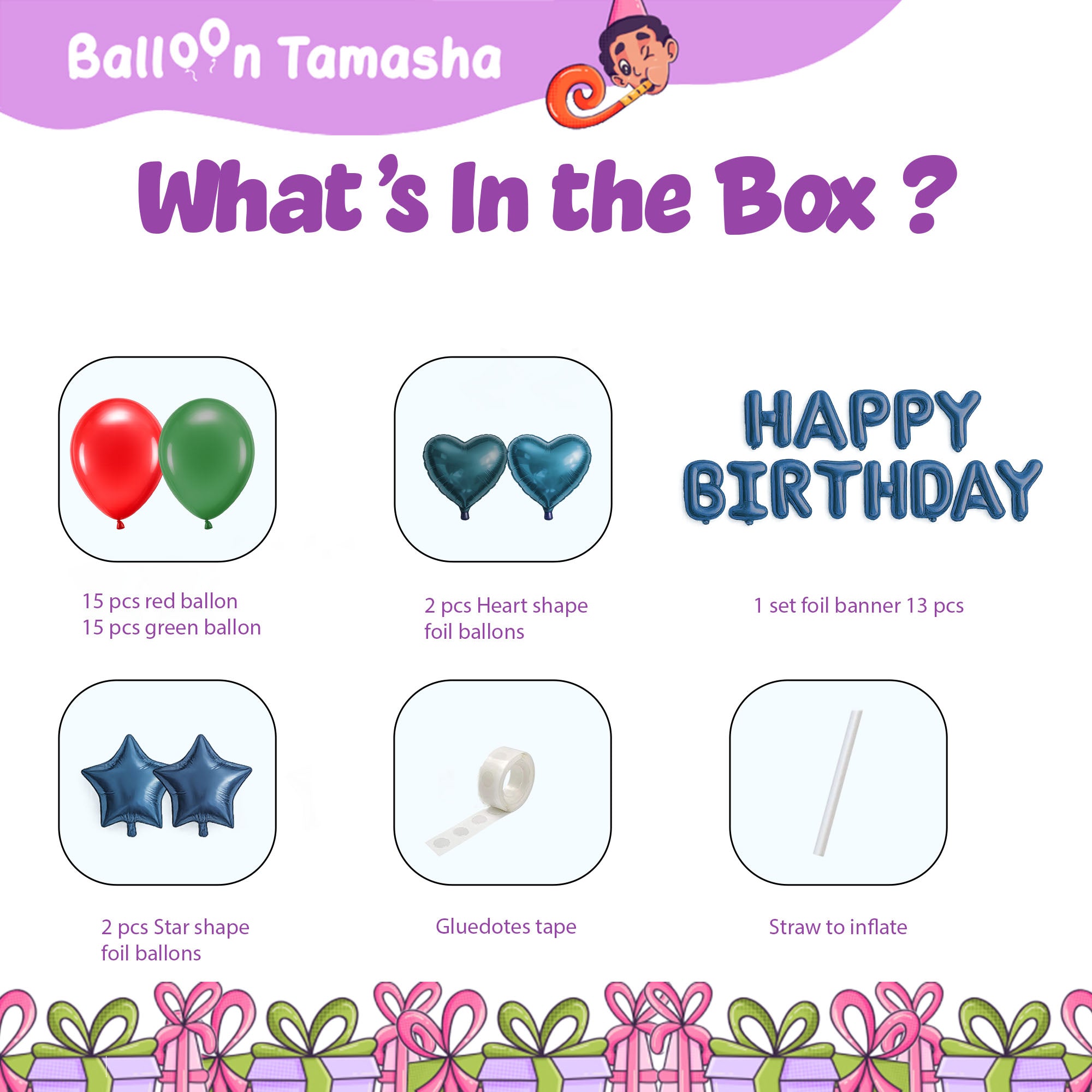 #color_Blue HBD Red Green Balloons