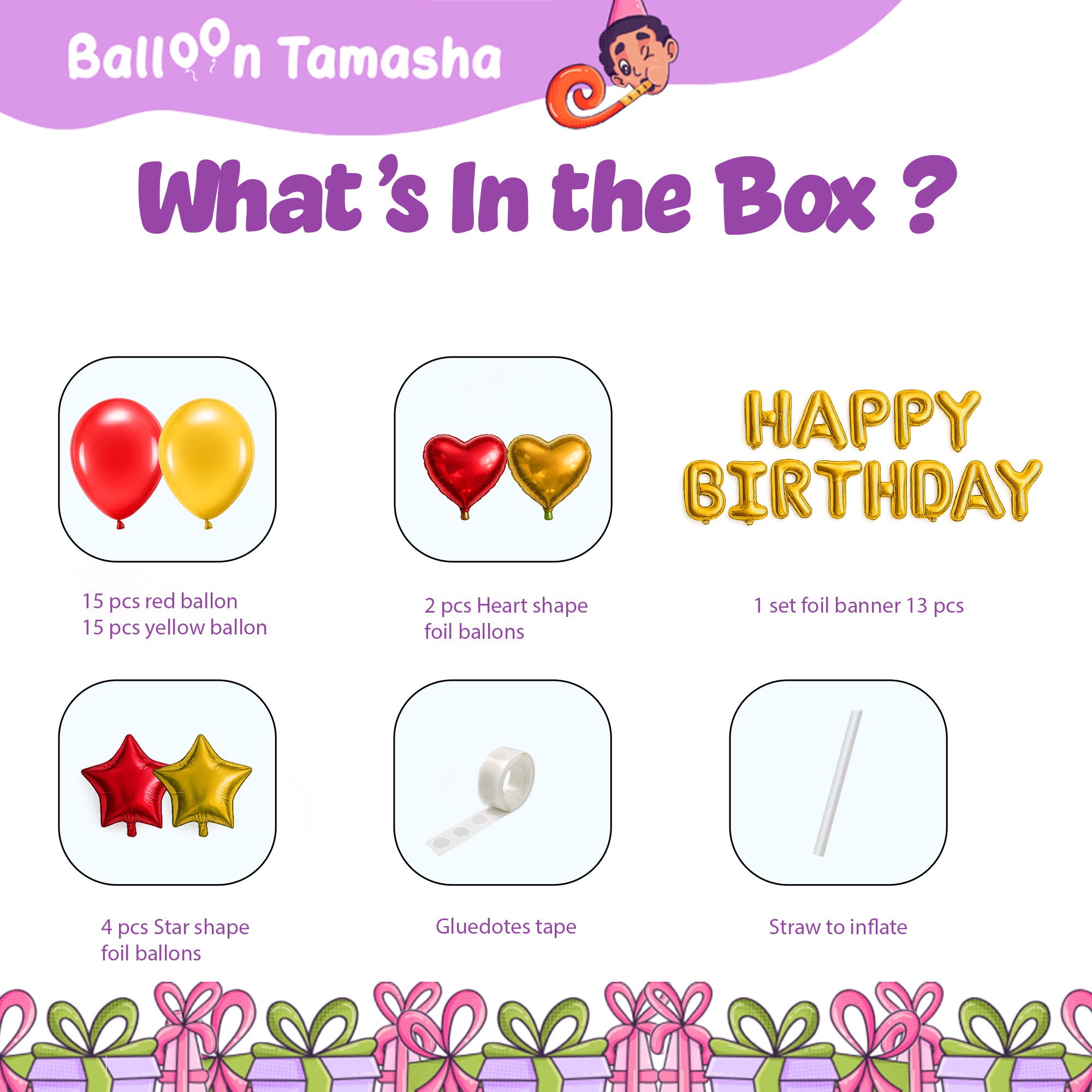 #color_Gold HBD Red Gold Balloons