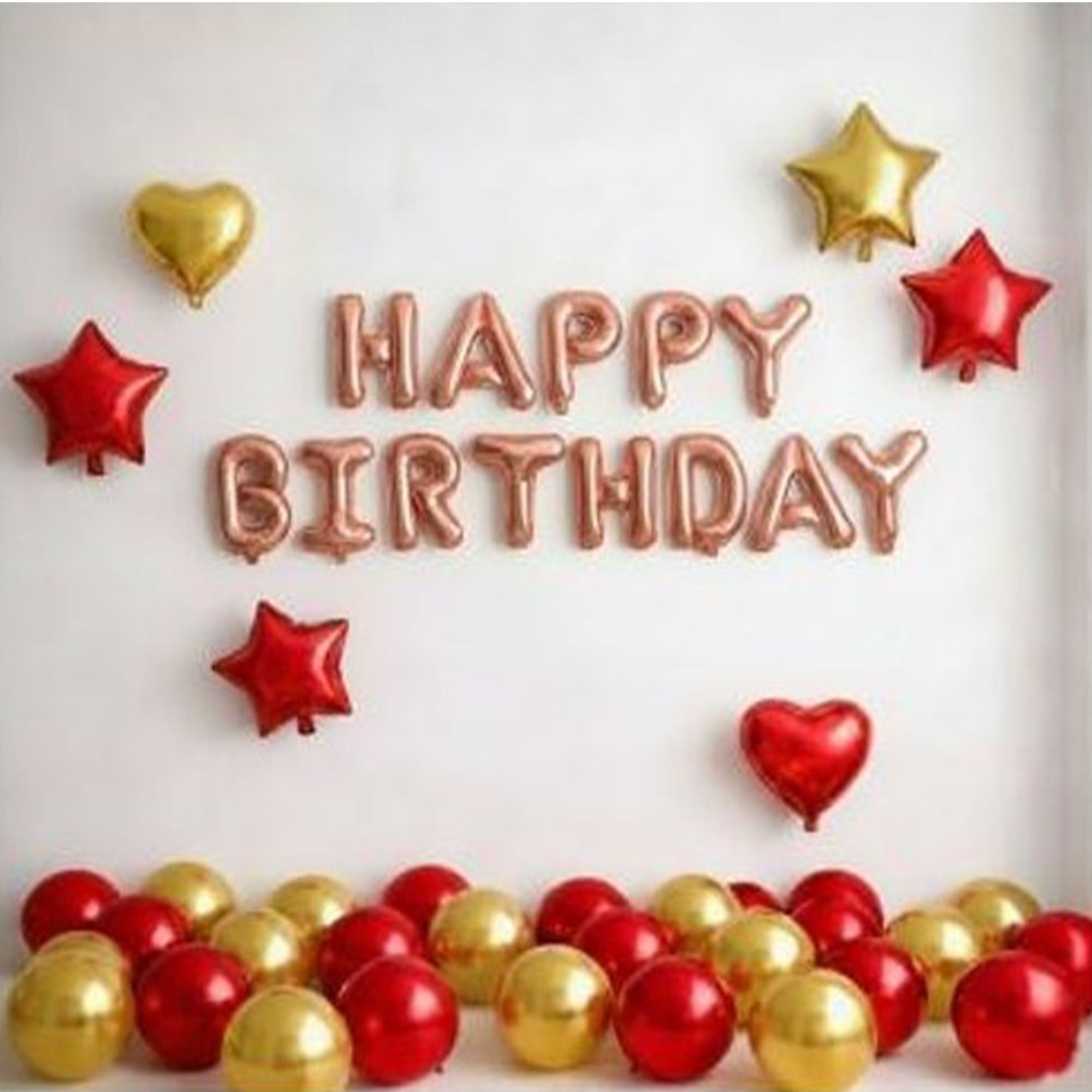 #color_Rosegold HBD Red Gold Balloons