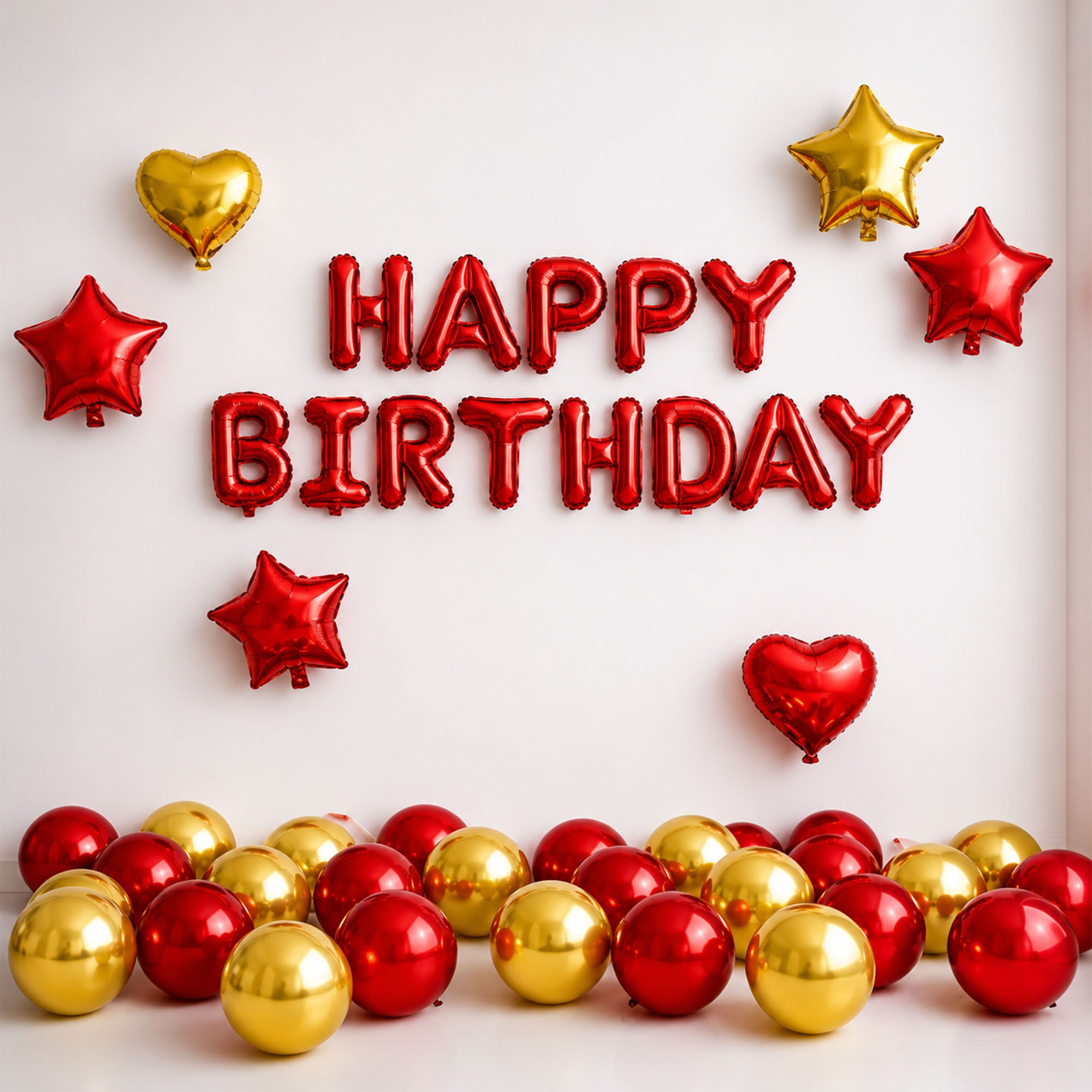 #color_Red HBD Red Gold Balloons