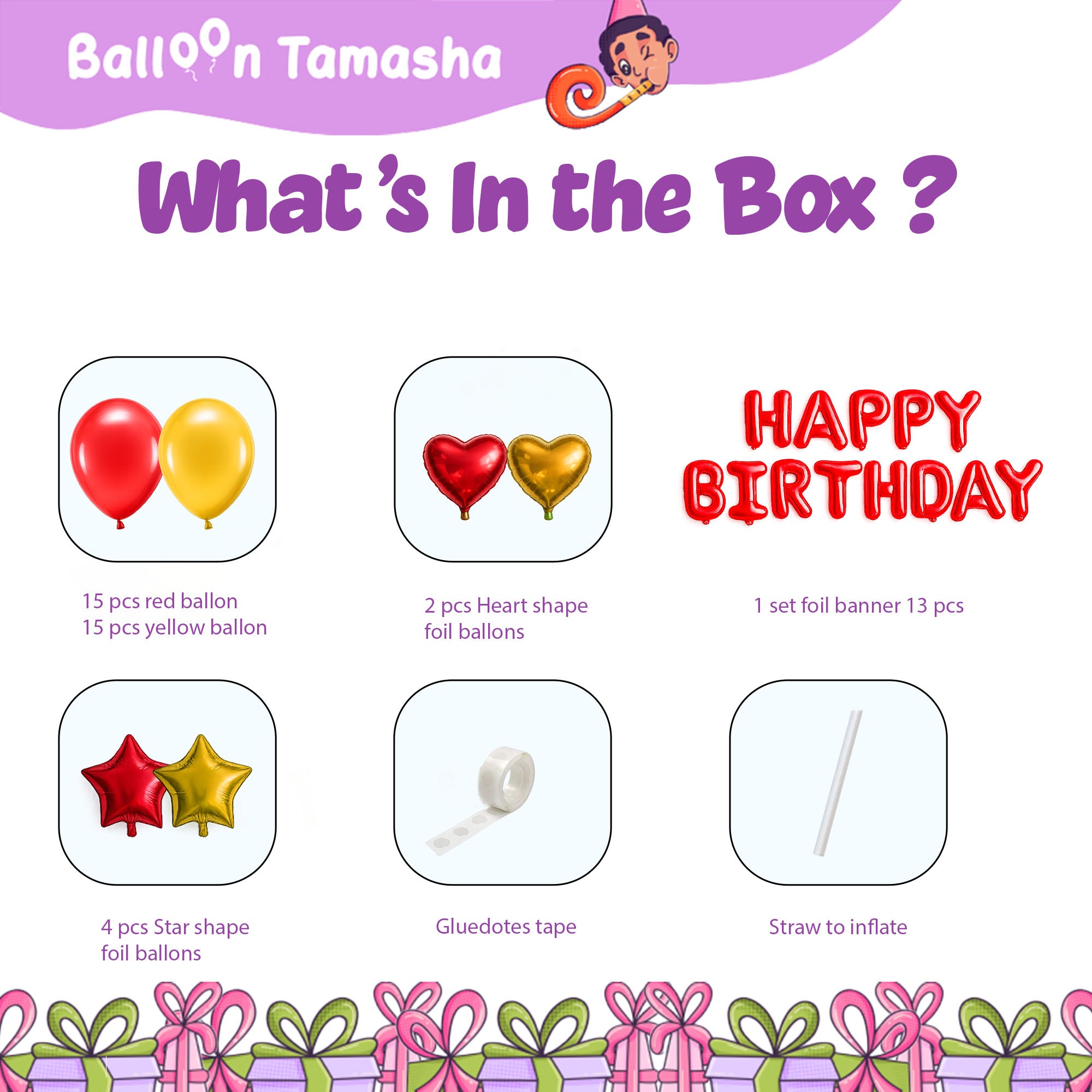 #color_Red HBD Red Gold Balloons