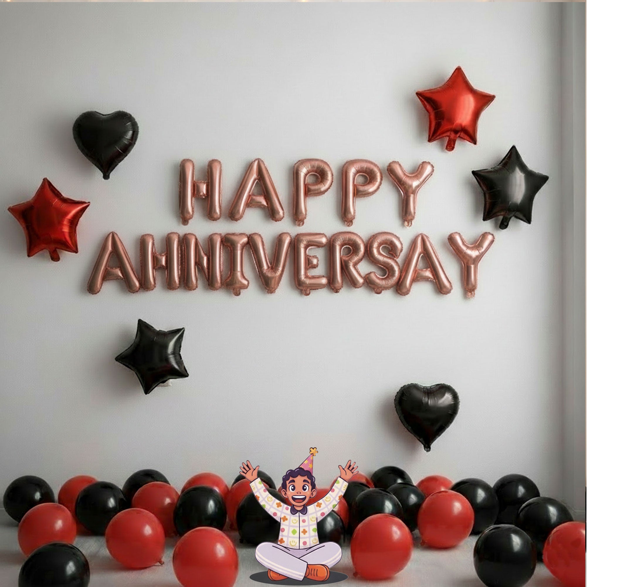 #color_Rosegold HA with Red & Black Balloons