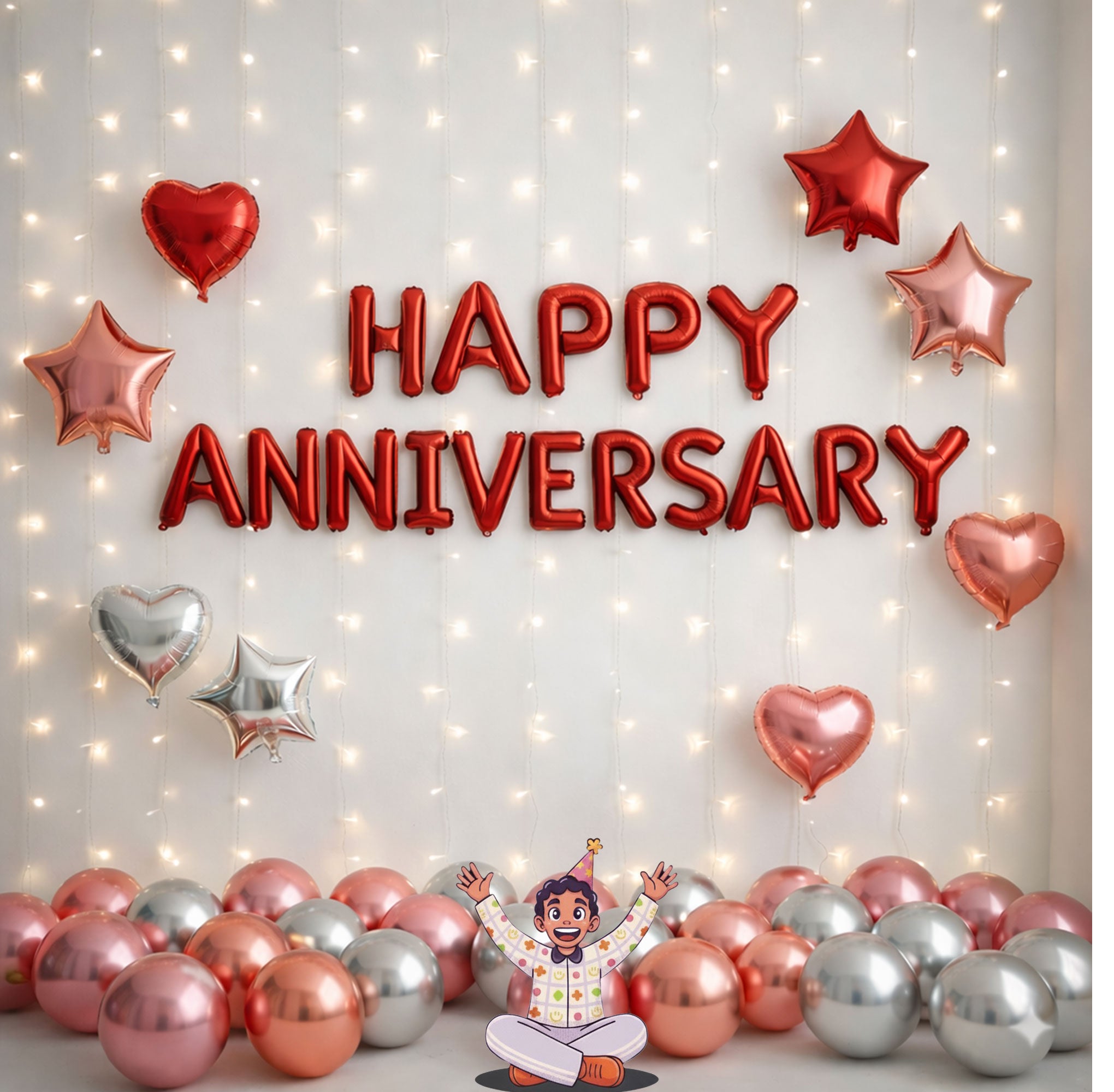 #color_Red HA with Red - Rosegold & Silver Balloons