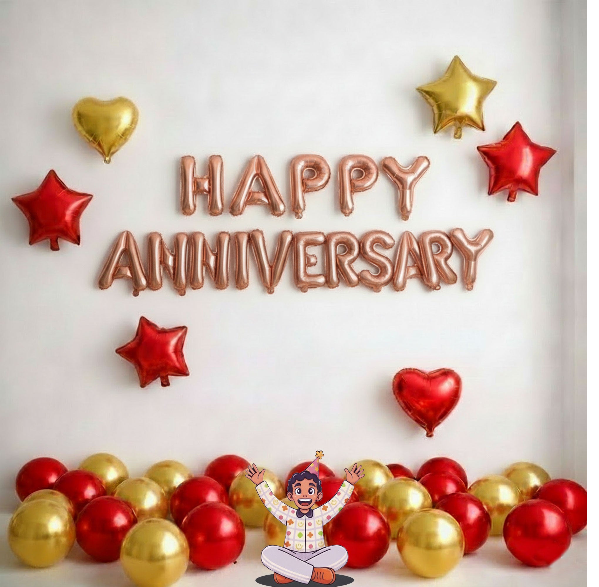#color_Rosegold HA with Red & Gold Balloons