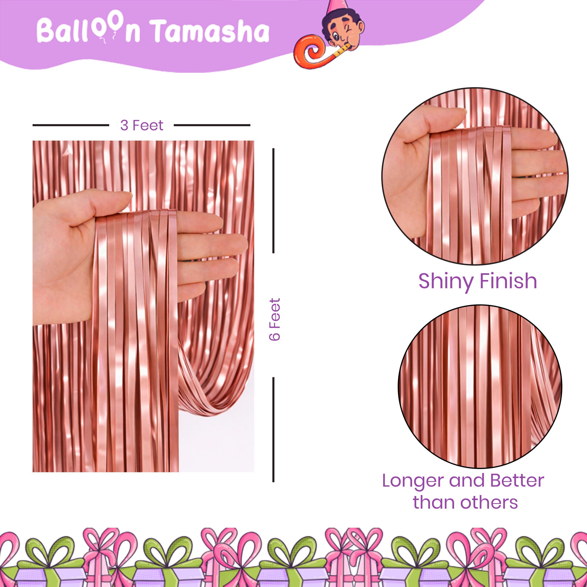 #Color_Rosegold Curtain with Silver & Rosegold Balloons | Silver HBD
