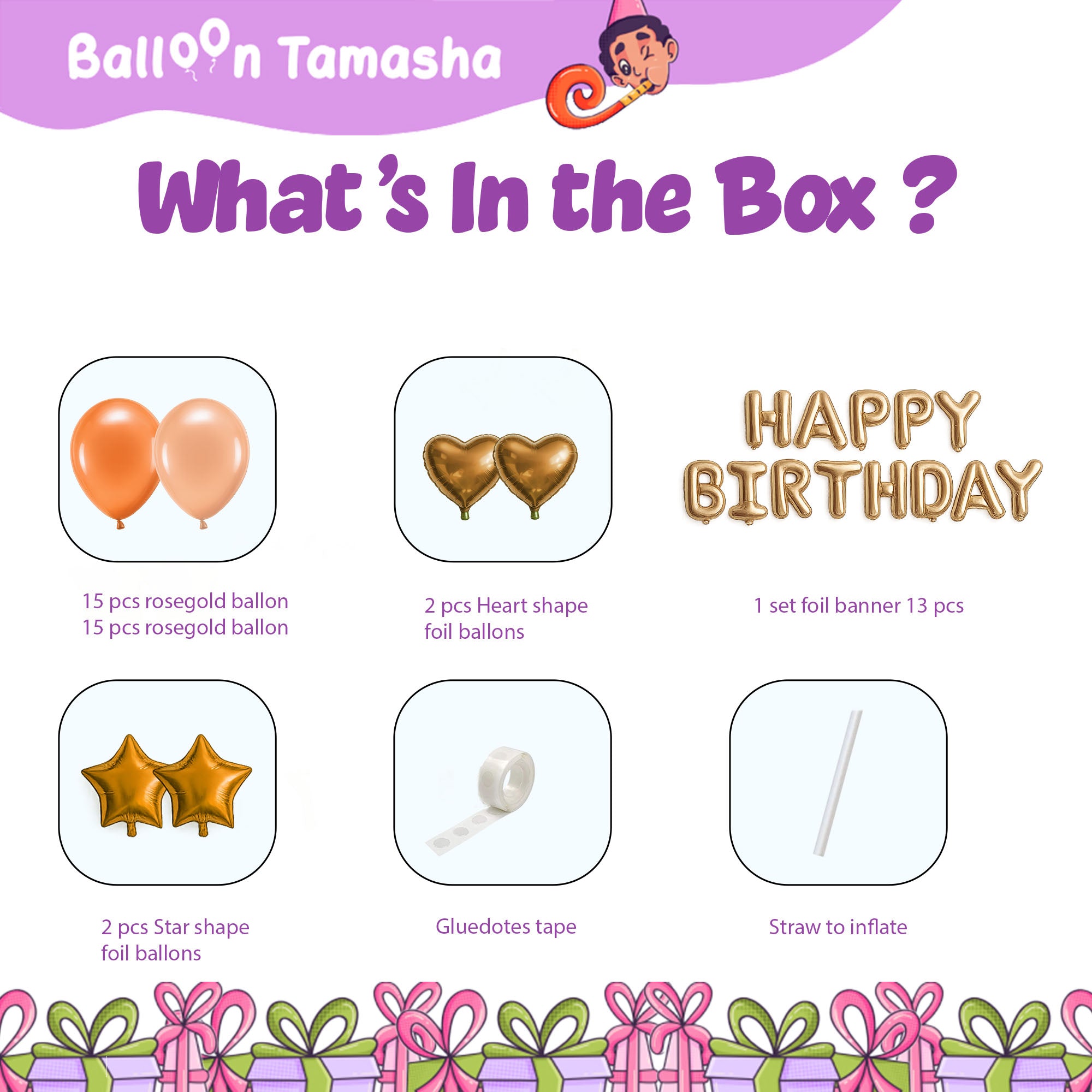 #color_Rosegold HBD Rosegold Balloons