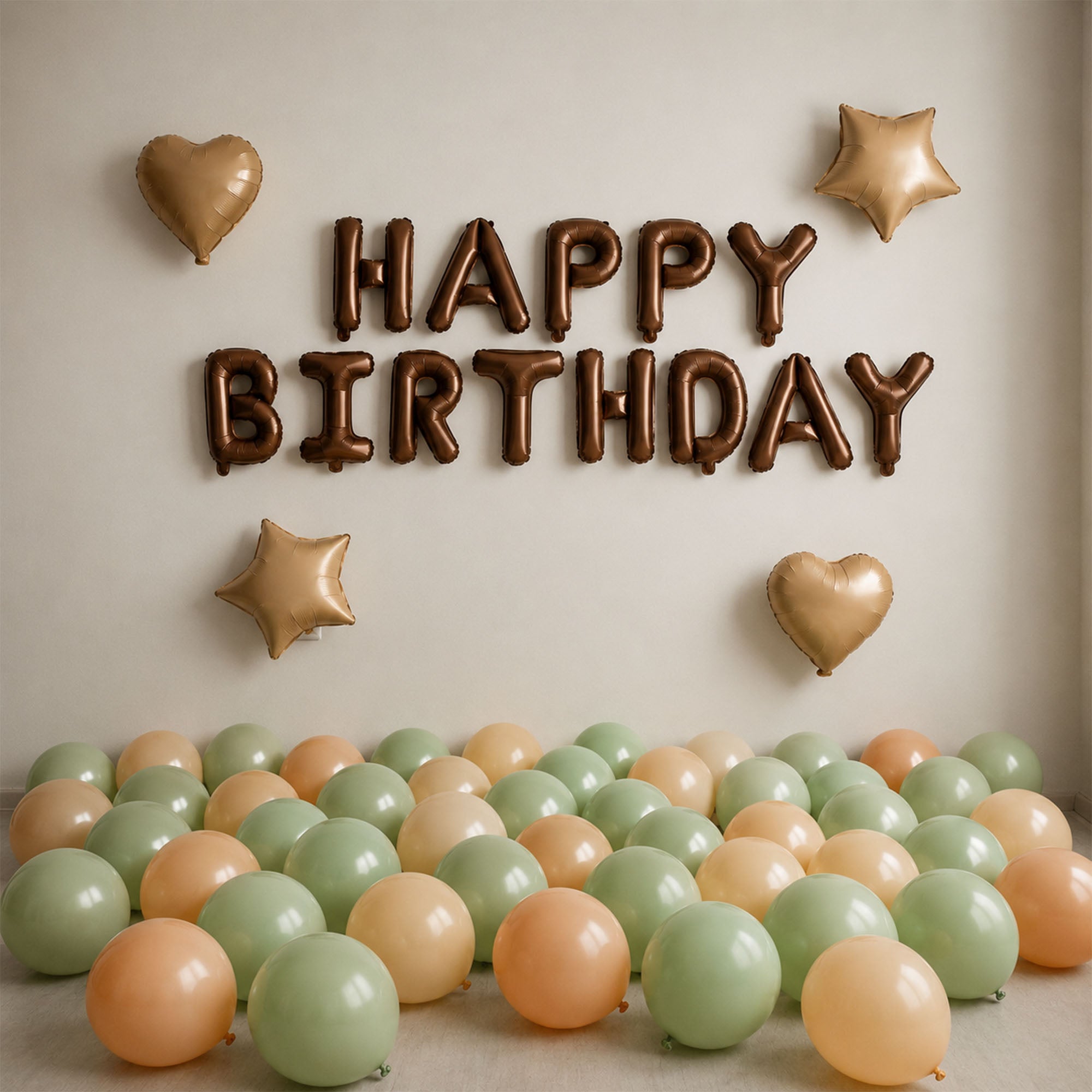 #color_Rosegold HBD Green Rosegold Balloons