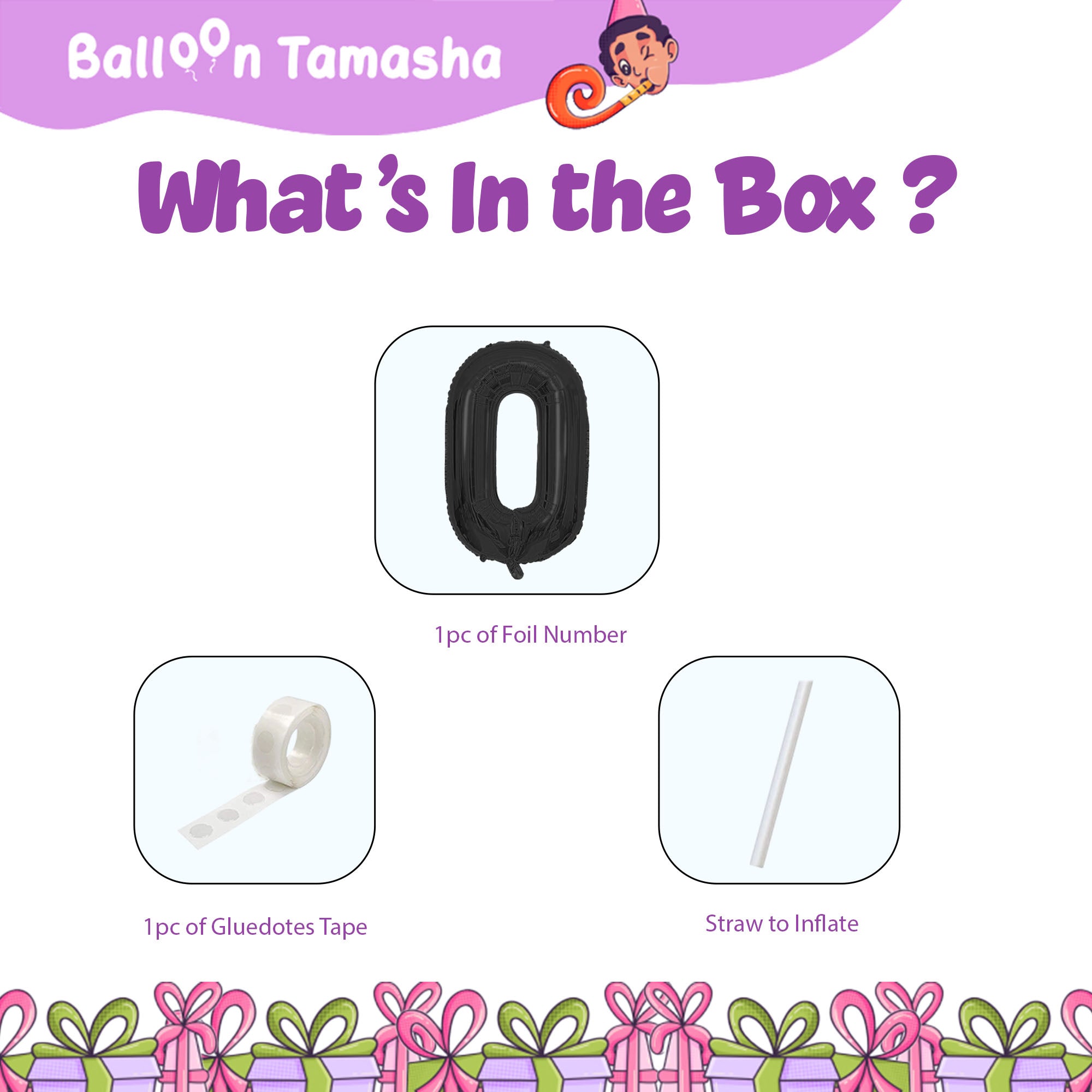 0 to 9 Black color Number shape foil