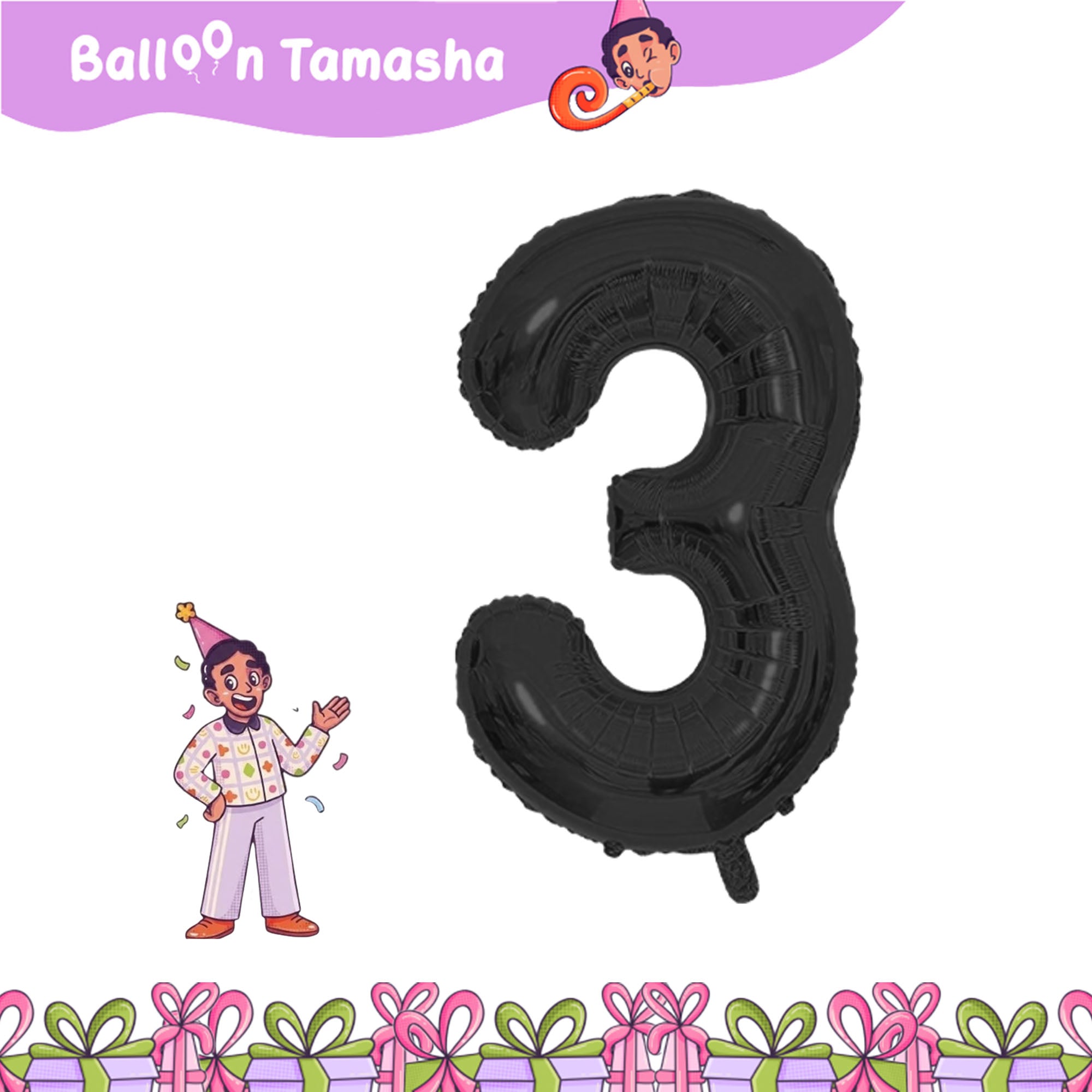 0 to 9 Black color Number shape foil