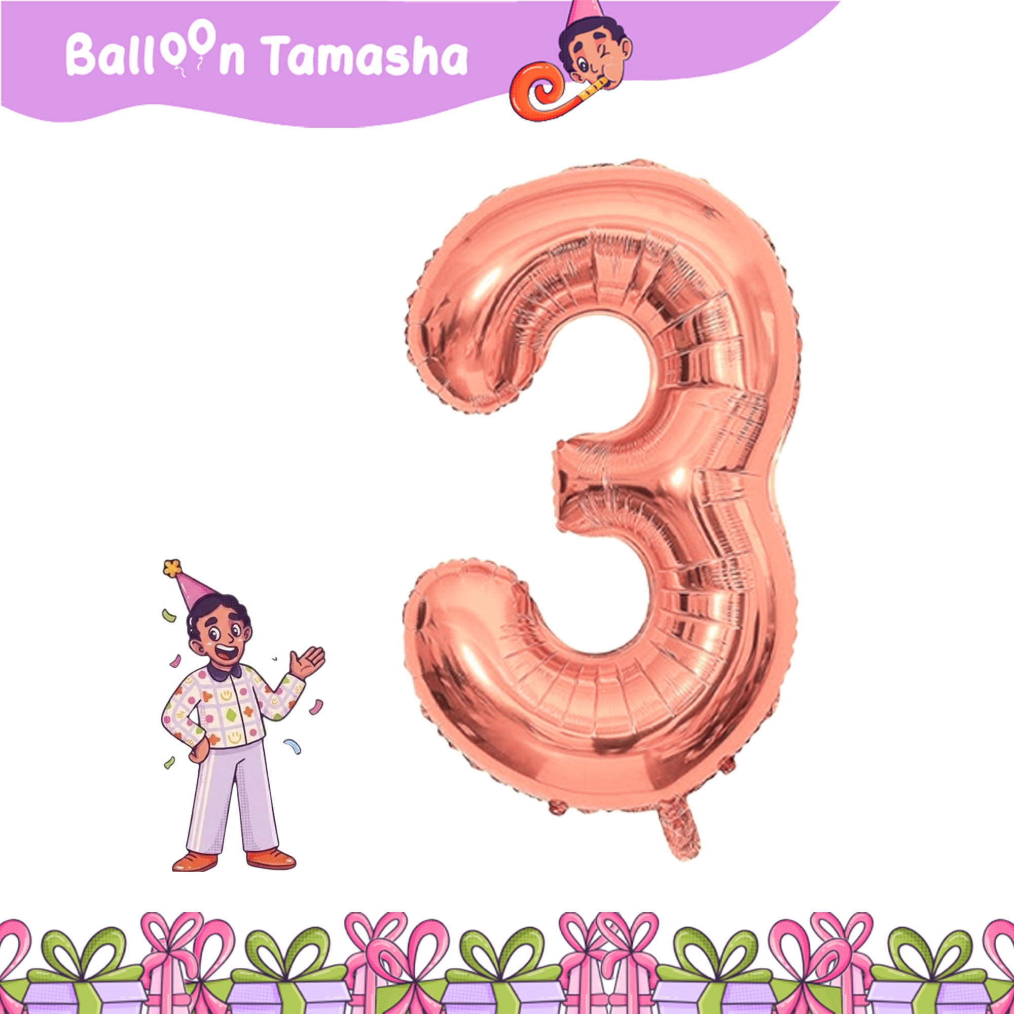 0 to 9 Rosegold color Number foil