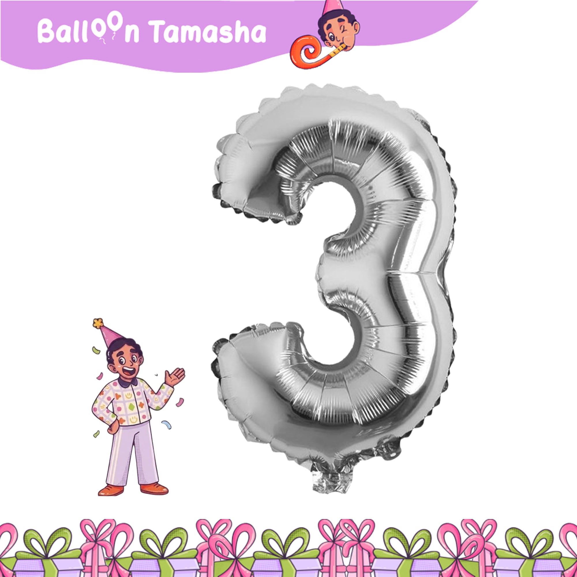 0 to 9 Silver color Number foil