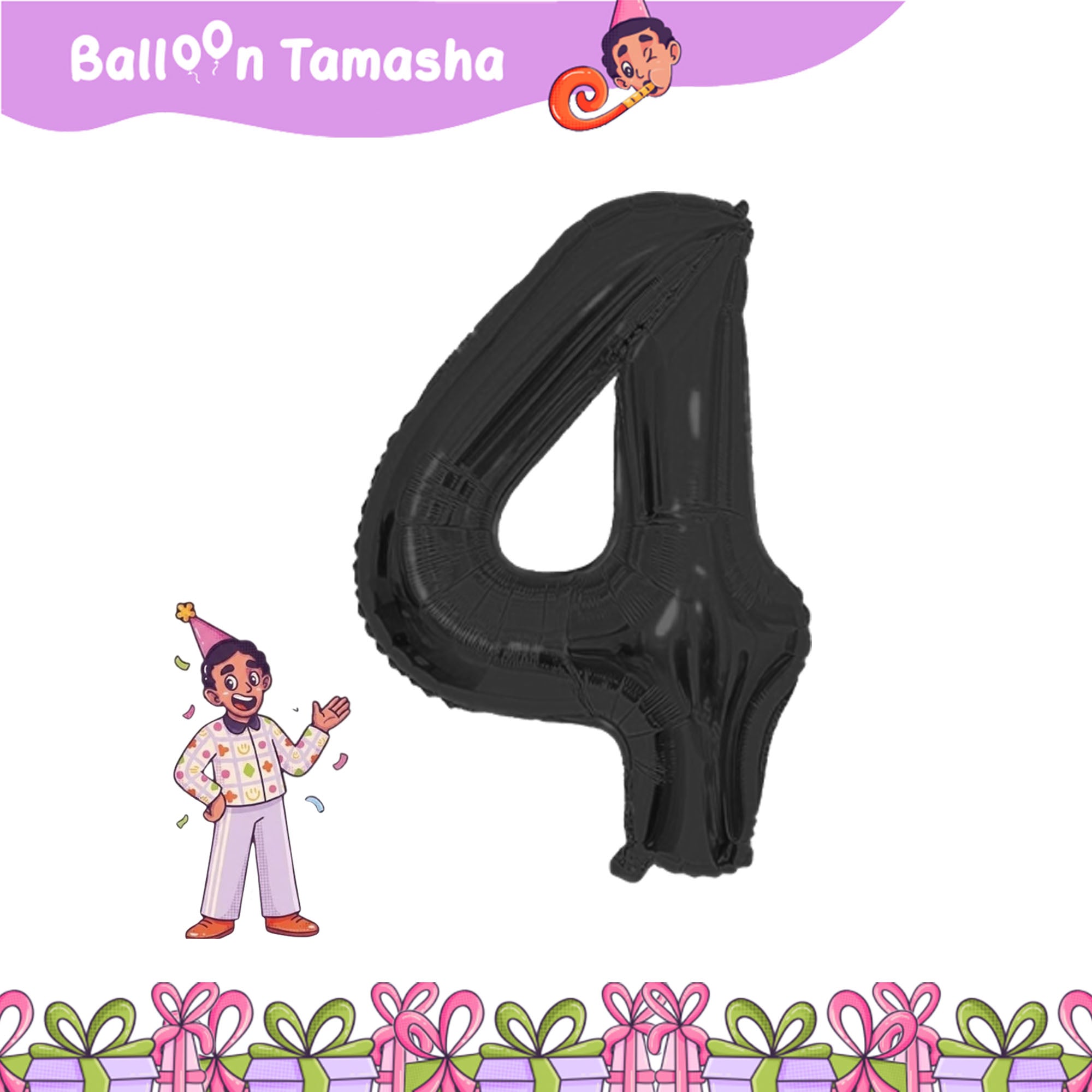 0 to 9 Black color Number shape foil
