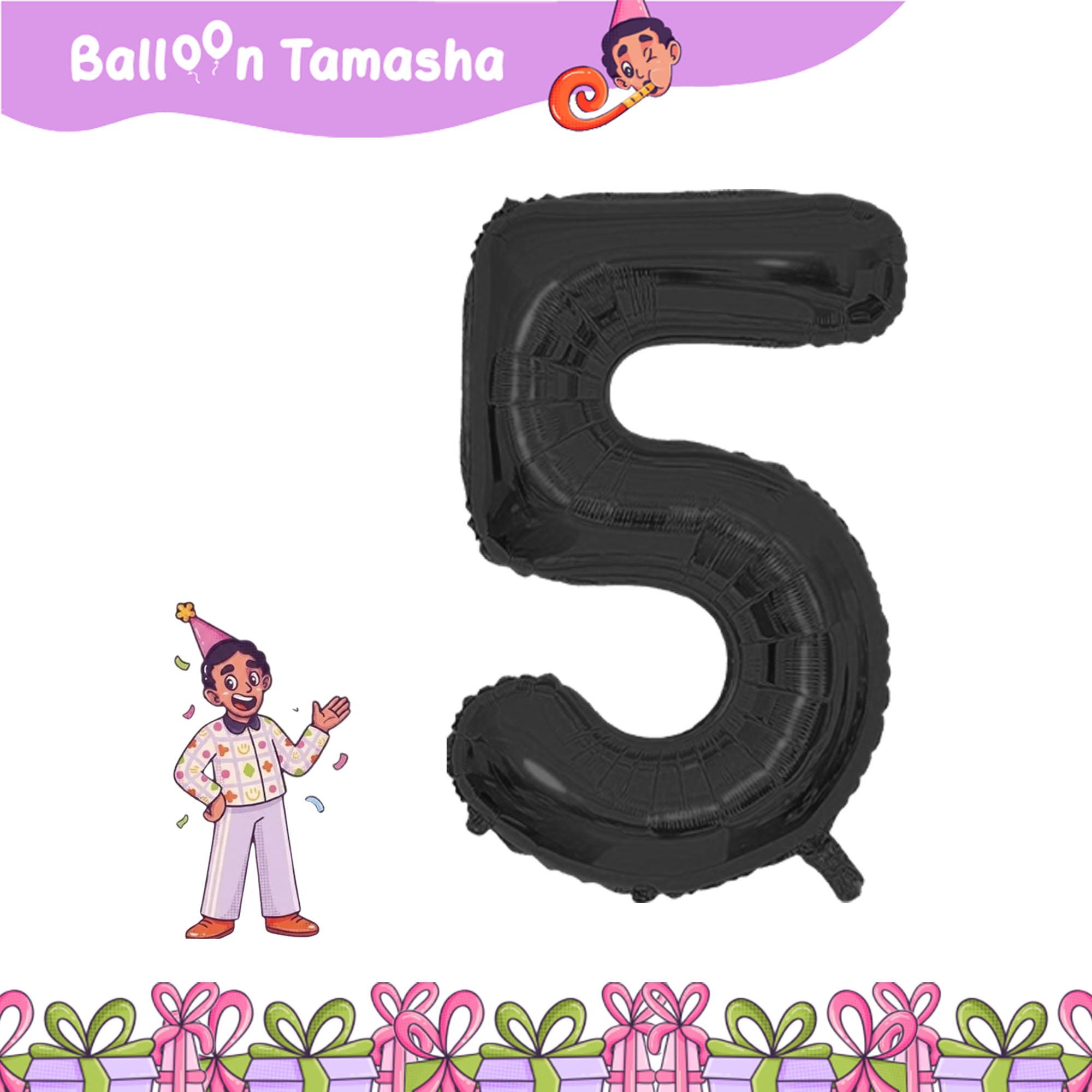 0 to 9 Black color Number shape foil