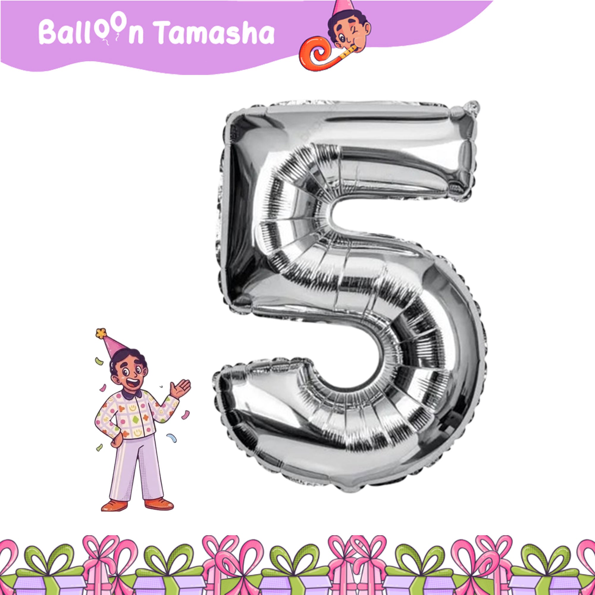 0 to 9 Silver color Number foil