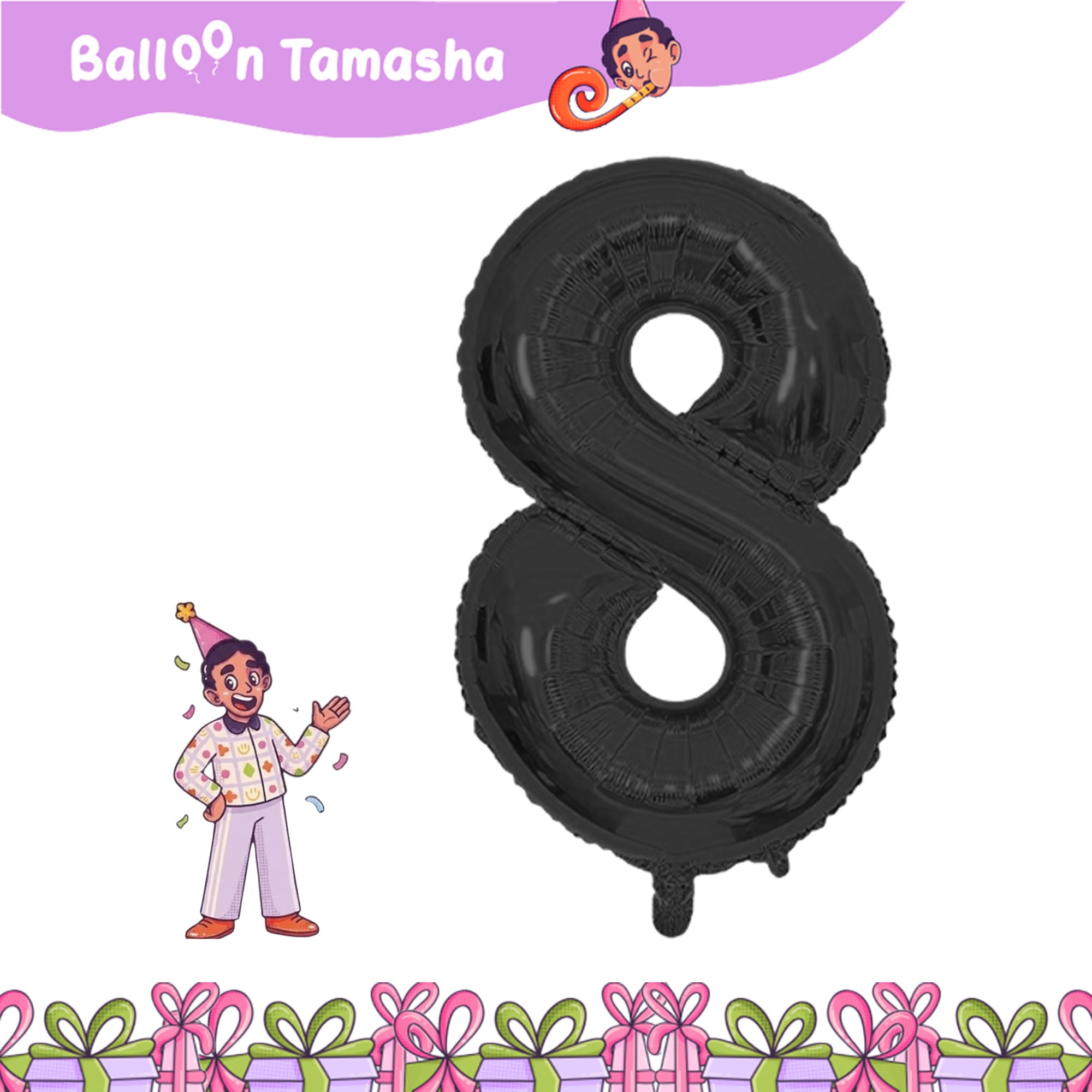 0 to 9 Black color Number shape foil