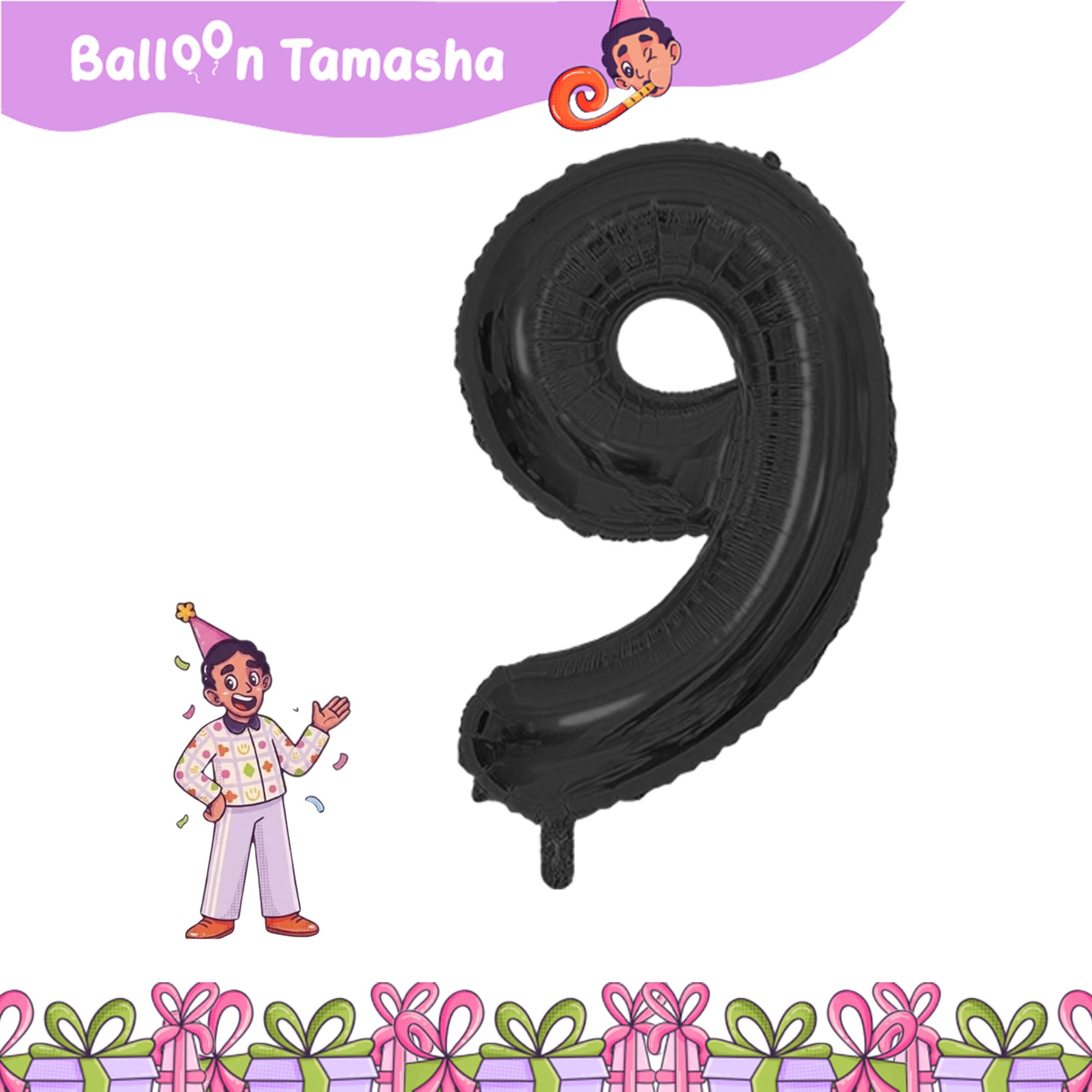 0 to 9 Black color Number shape foil