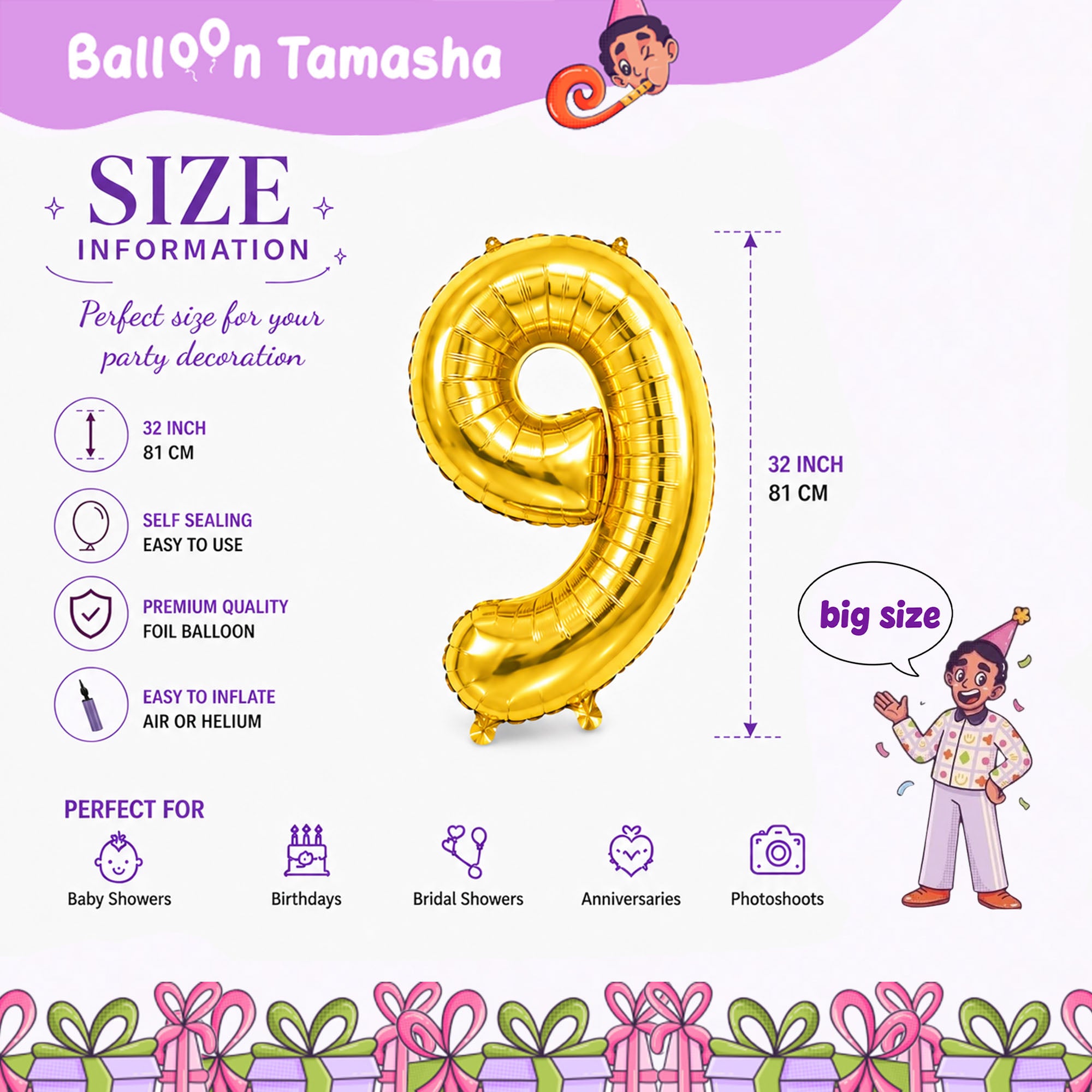 0 to 9 Golden color Number foil