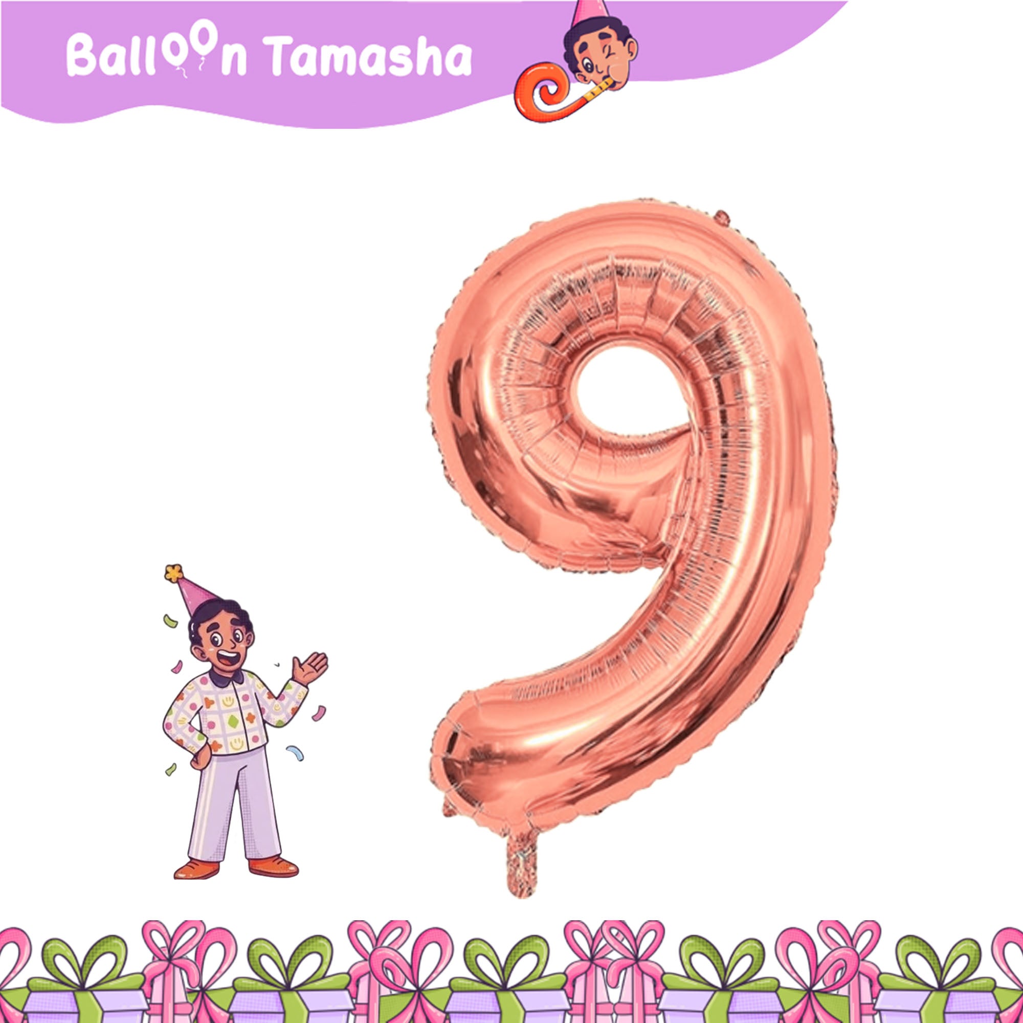 0 to 9 Rosegold color Number foil