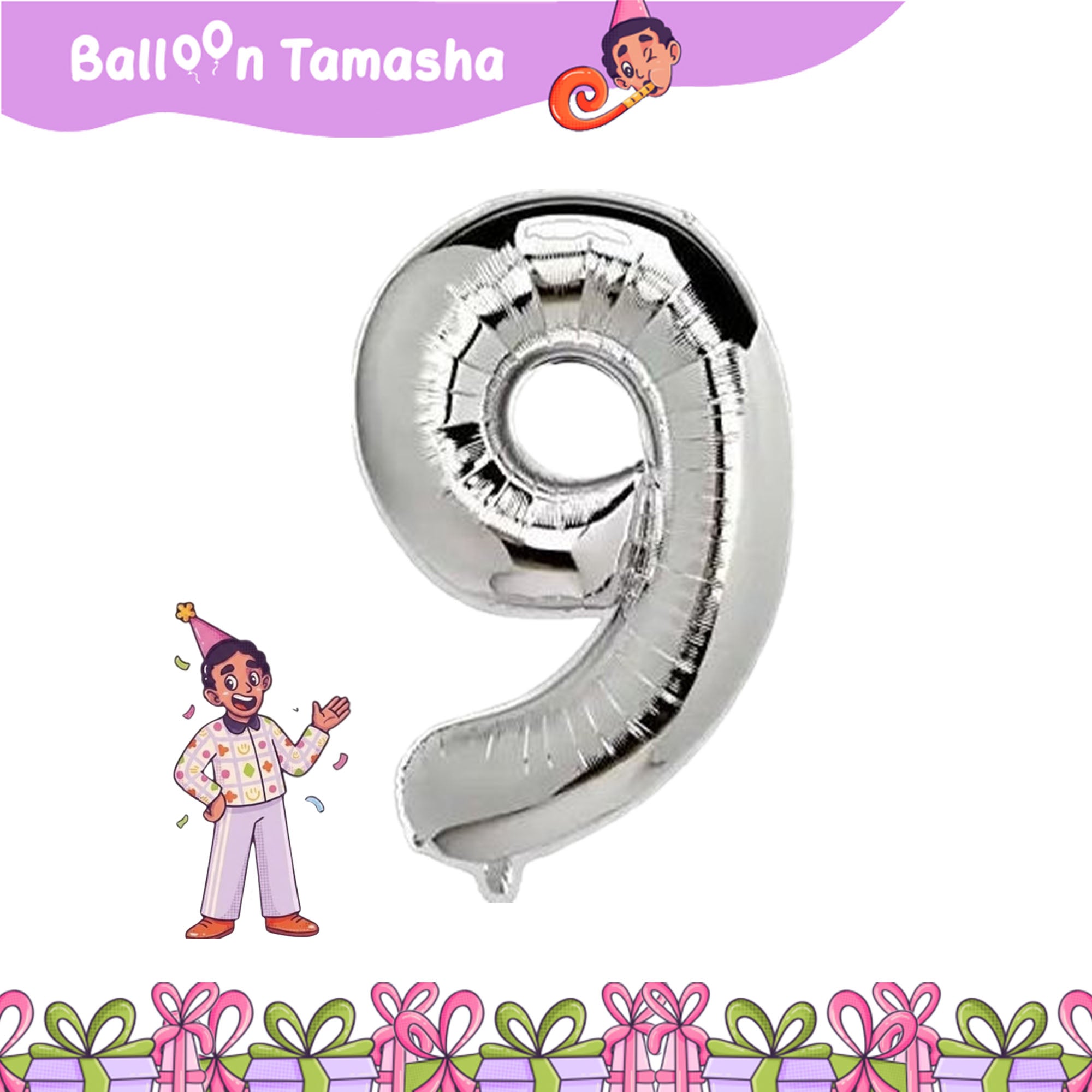 0 to 9 Silver color Number foil