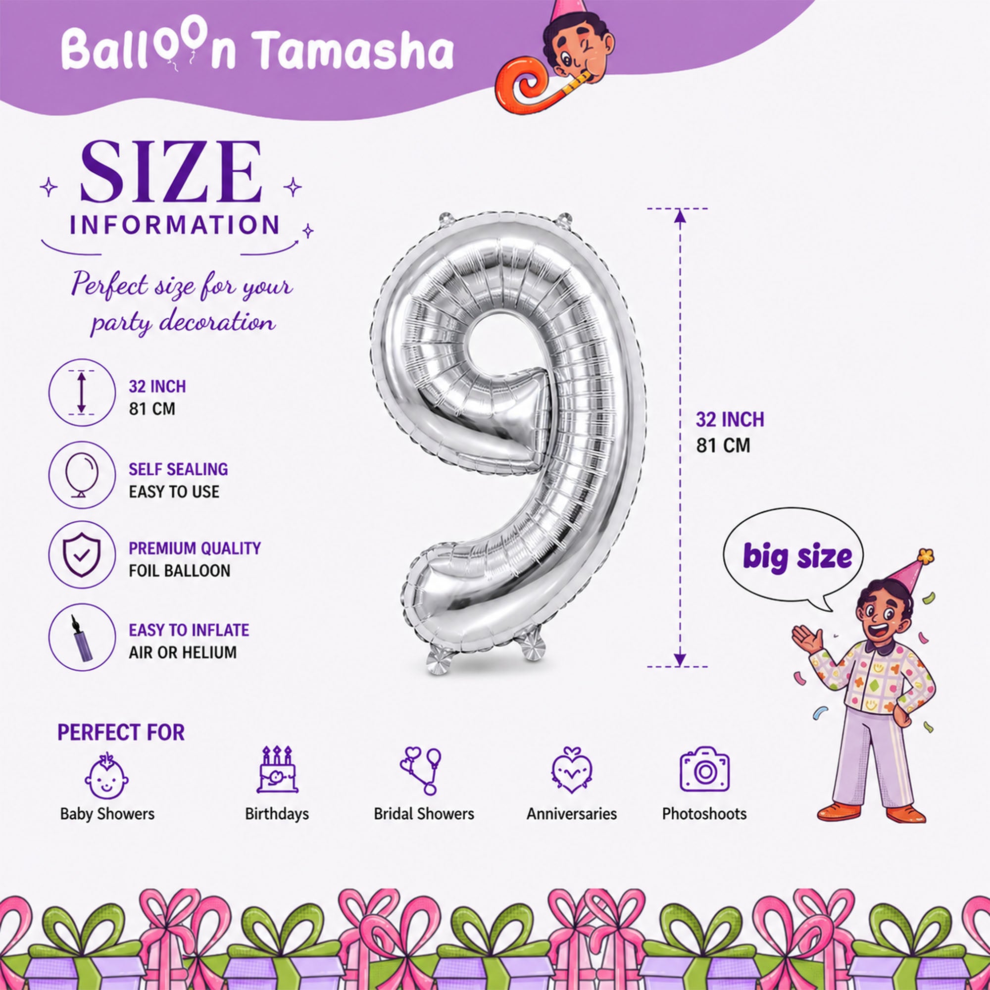 0 to 9 Silver color Number foil