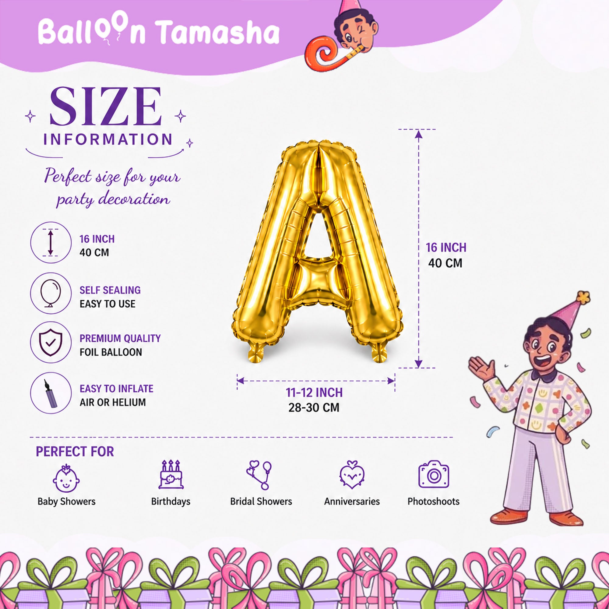 A to Z Golden color Letter foil