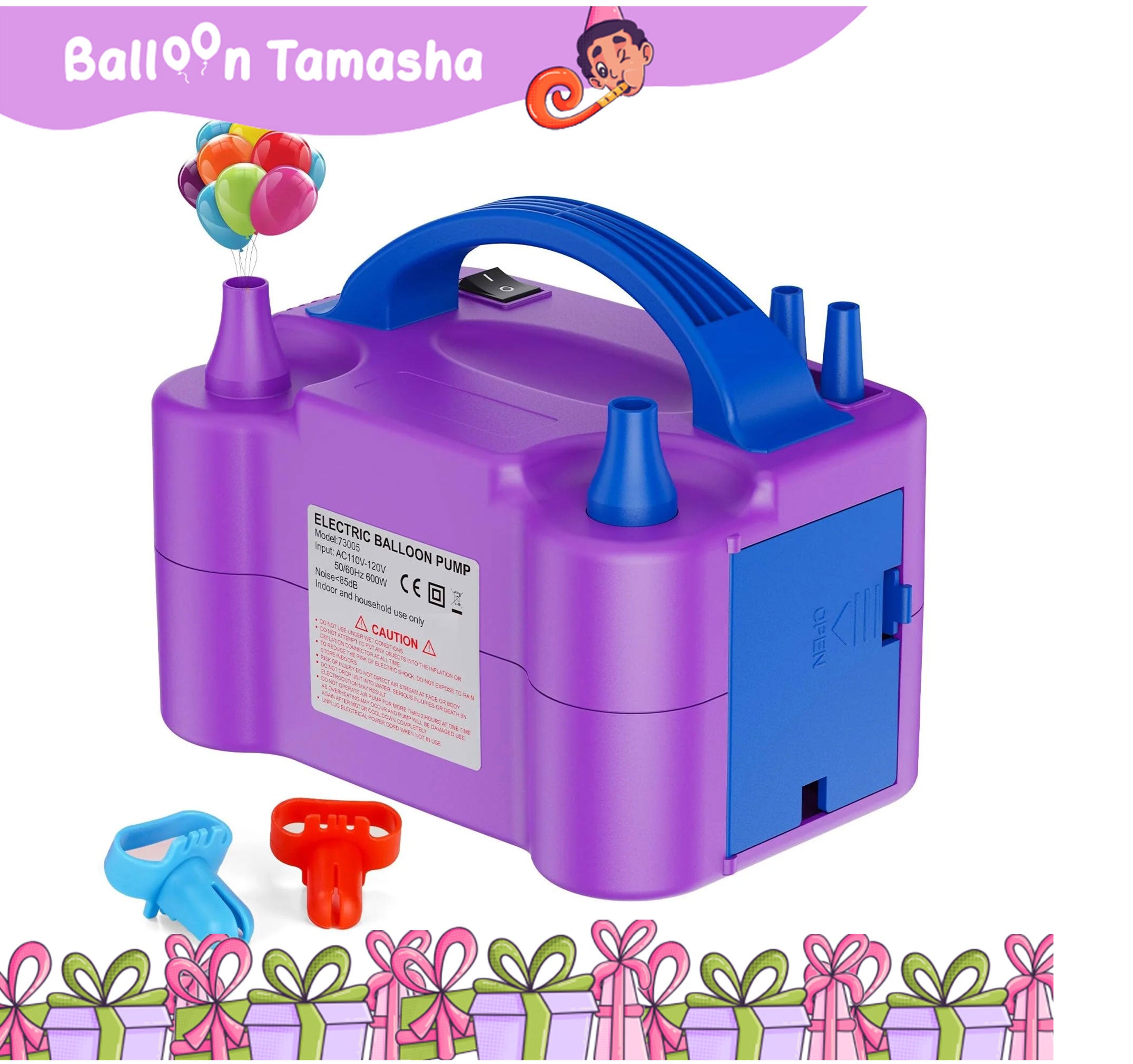 Electric Balloon Pump Machine | Dual Nozzle Automatic Balloon Inflator for Party Decorations