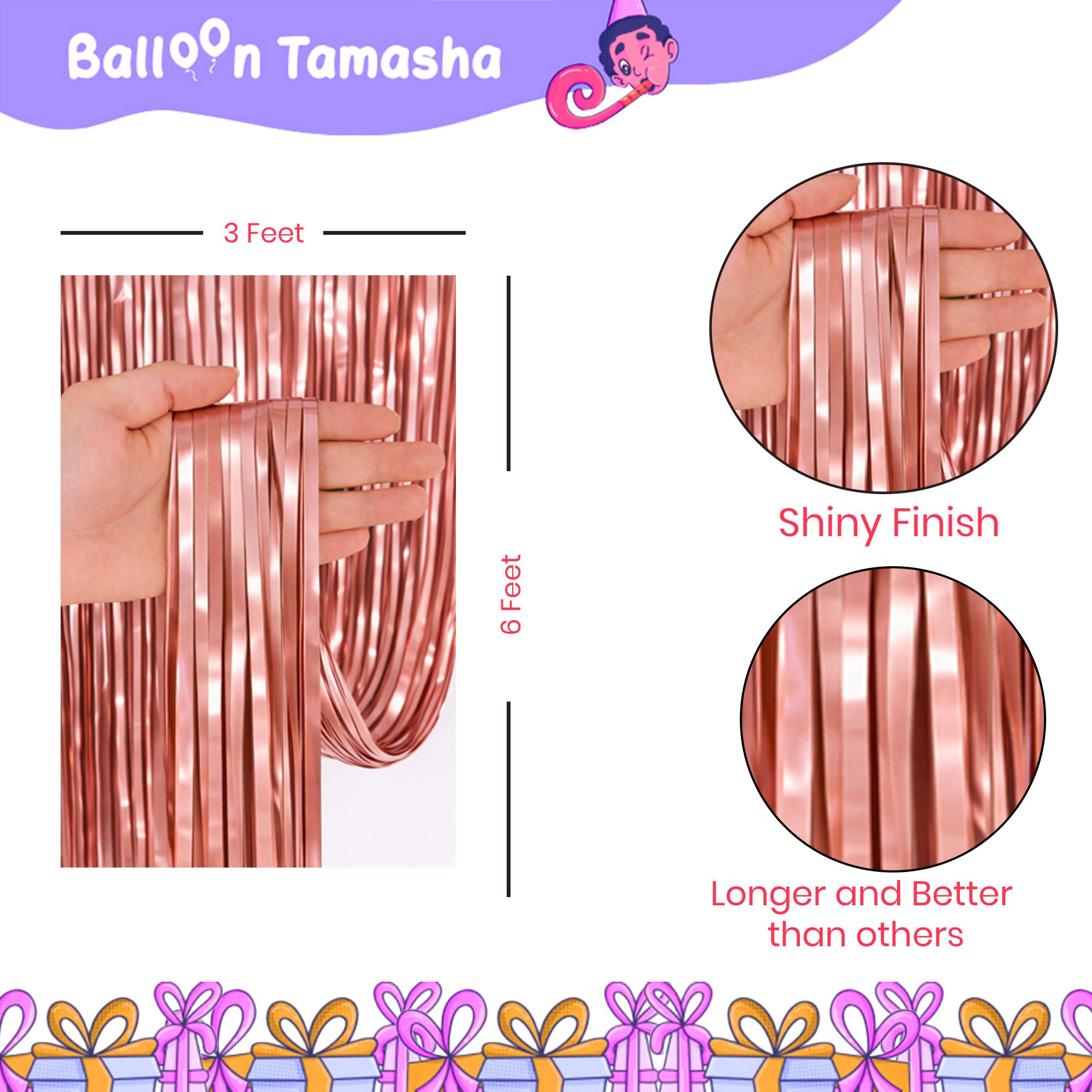 #Color_Rosegold Curtain with Black & Rosegold Balloons | Black HBD