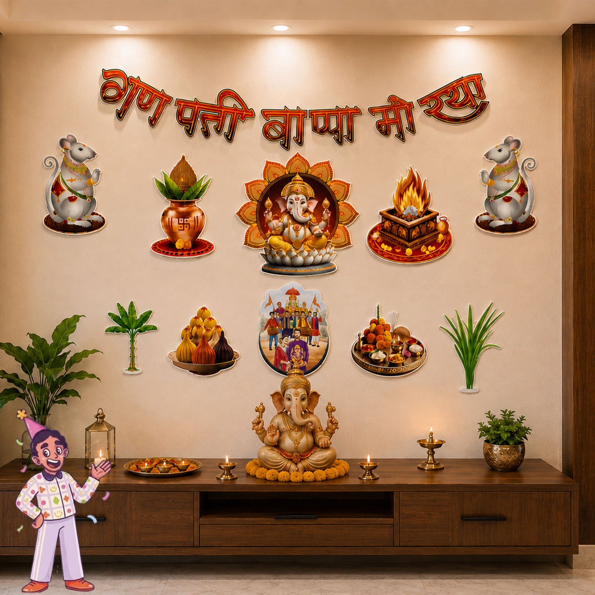 Ganpati paper cutout set