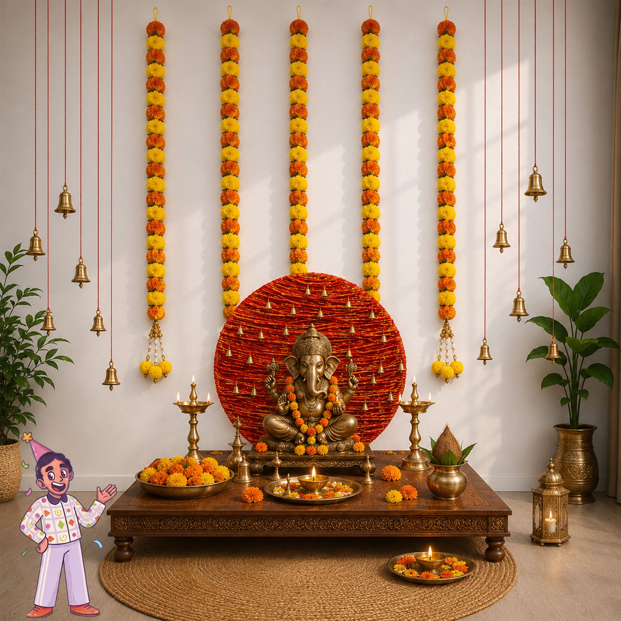 Ganesha Garland Thread Ring Pooja Decoration