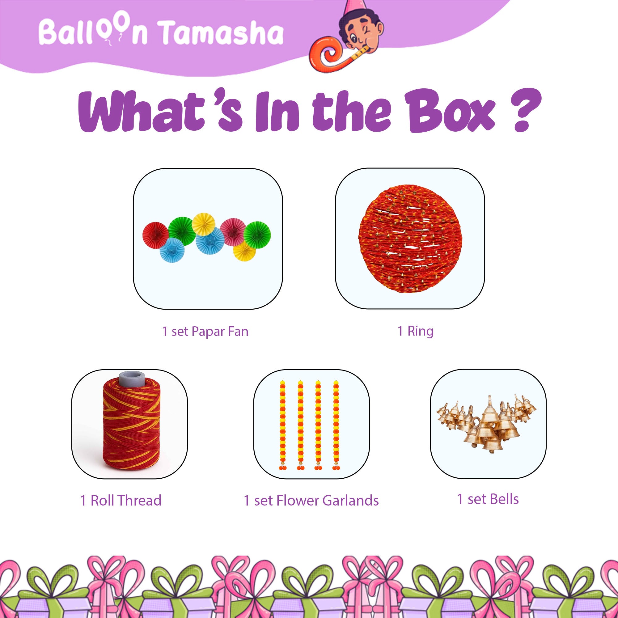 Ganpati Paper Fan Pooja Decoration Kit