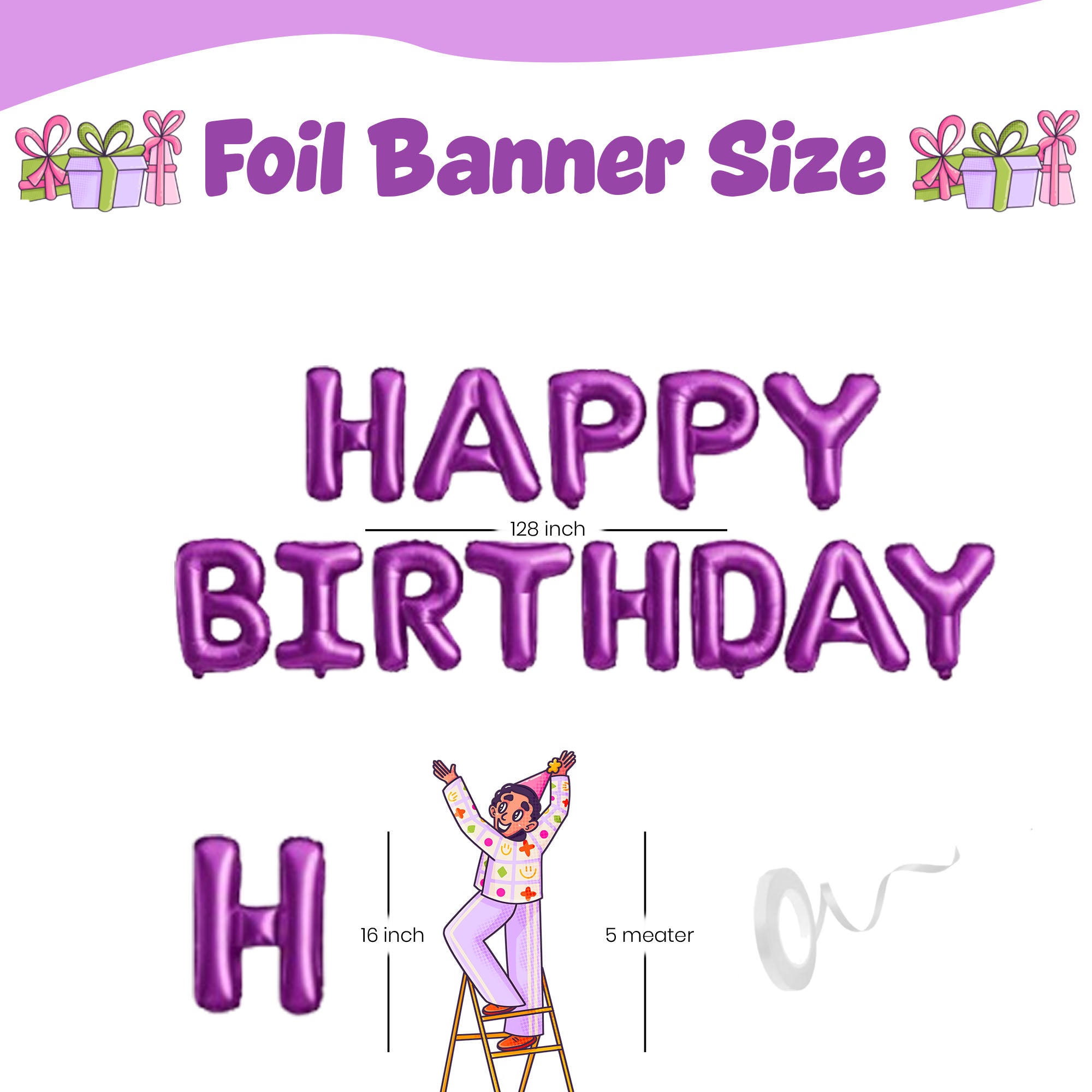#Color_Silver & Red Balloons with Purple HBD
