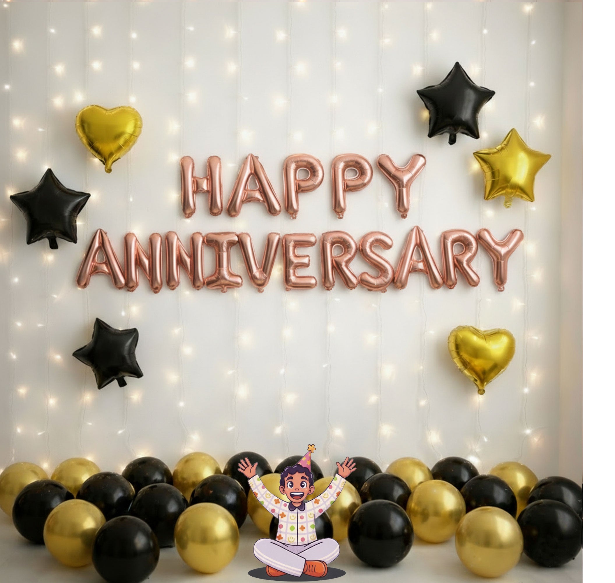 #color_Rosegold HA with Gold & Black Balloons