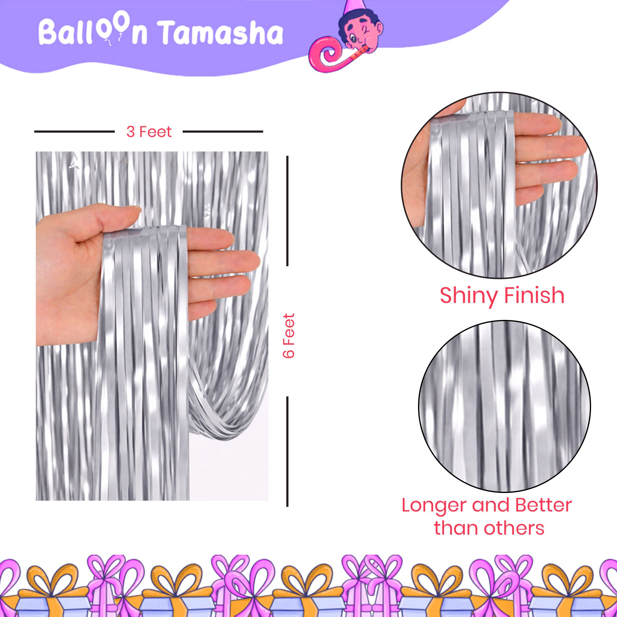 #Color_Silver Curtains with Rose Gold & Silver Balloons | Rosegold HBD