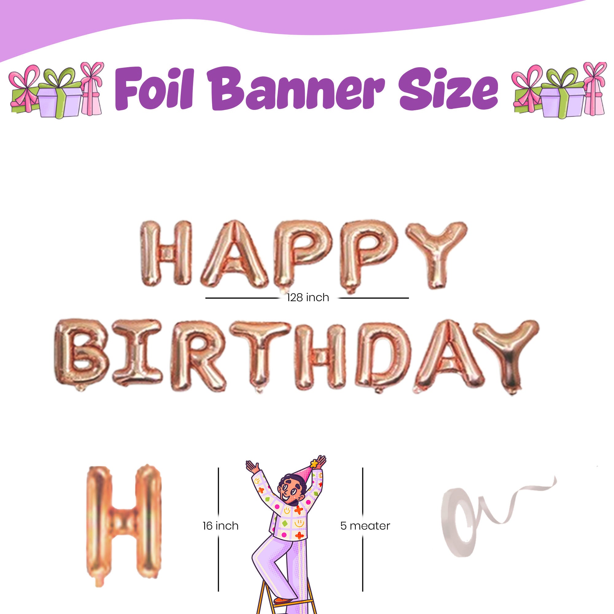 #Color_Silver Curtains with Rose Gold & Silver Balloons | Rosegold HBD